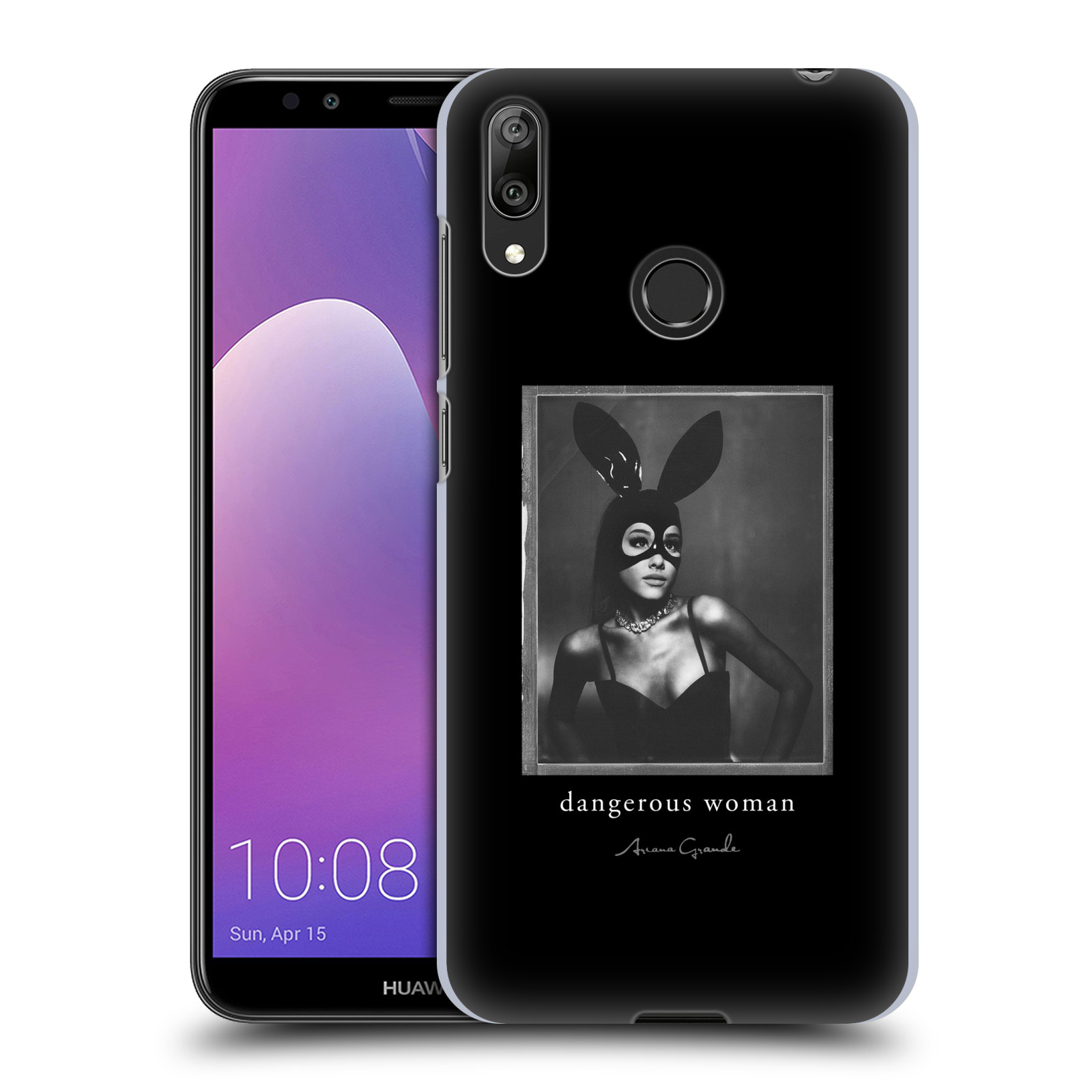 Pouzdro na mobil Huawei Y7 2019 - Head Case - zpěvačka Ariana Grande Dangerous Woman černá zajíček převlek