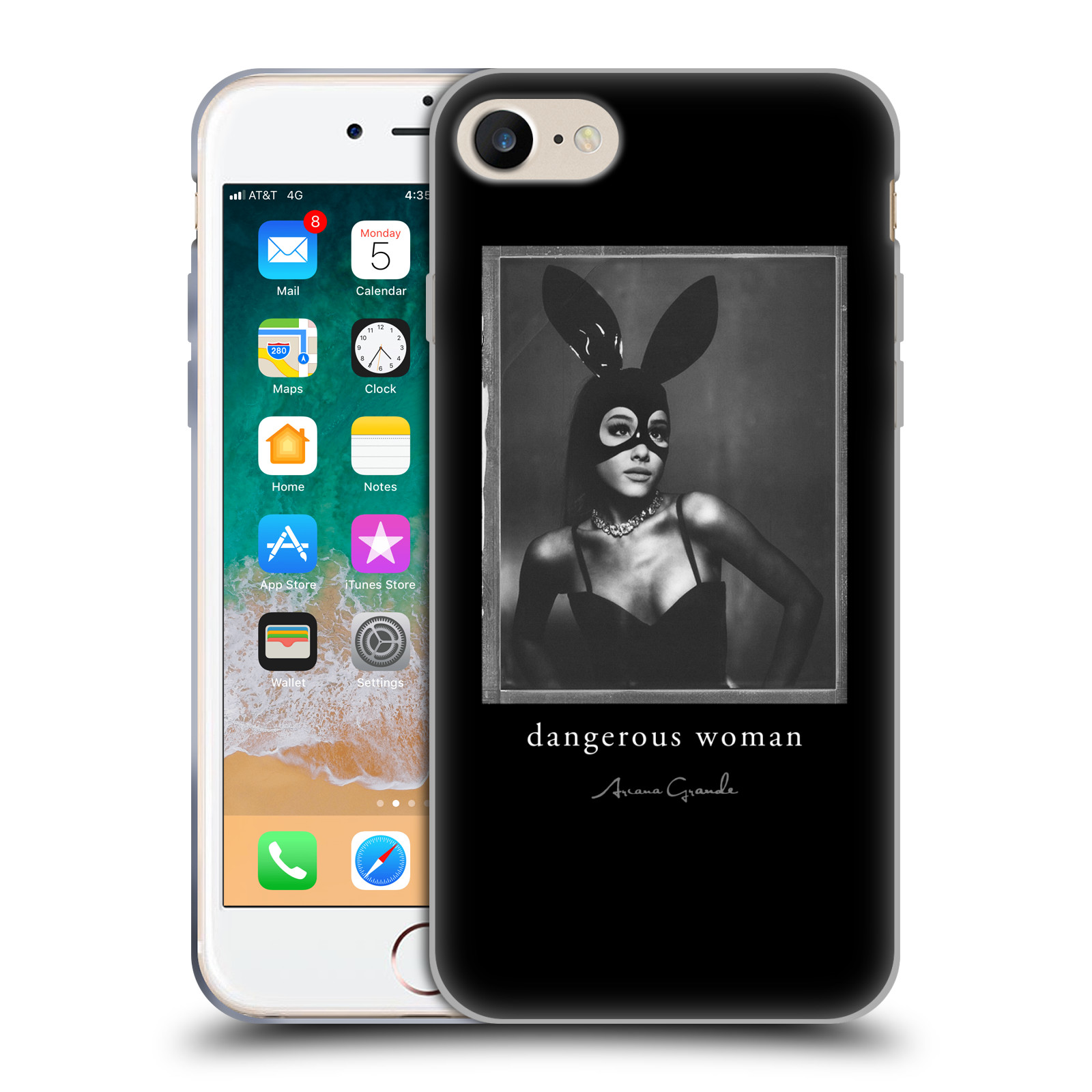 HEAD CASE silikonový obal na mobil Apple Iphone 7 zpěvačka Ariana Grande Dangerous Woman černá zajíček převlek