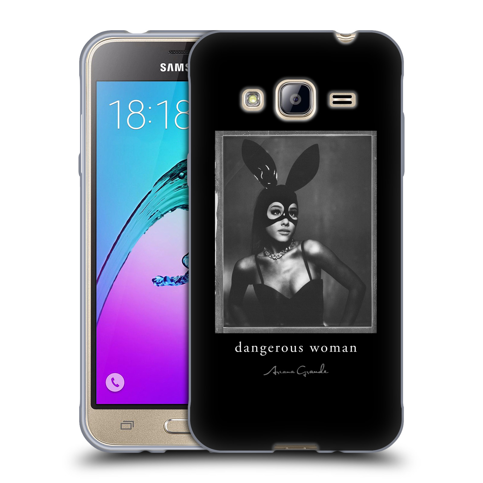 HEAD CASE silikonový obal na mobil Samsung Galaxy J3, J3 2016 zpěvačka Ariana Grande Dangerous Woman černá zajíček převlek
