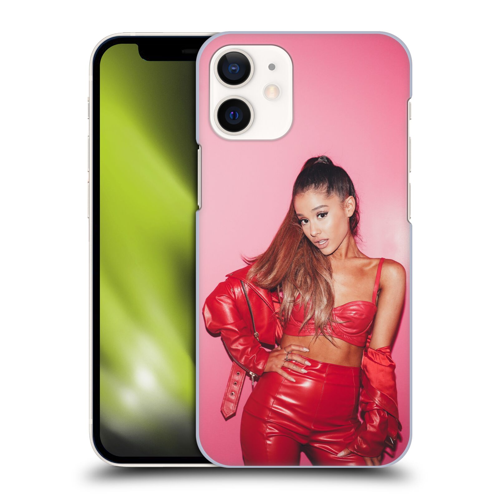 Zadní obal pro mobil Apple iPhone 12 MINI - HEAD CASE - Zpěvačka Ariana Grande růžové pozadí