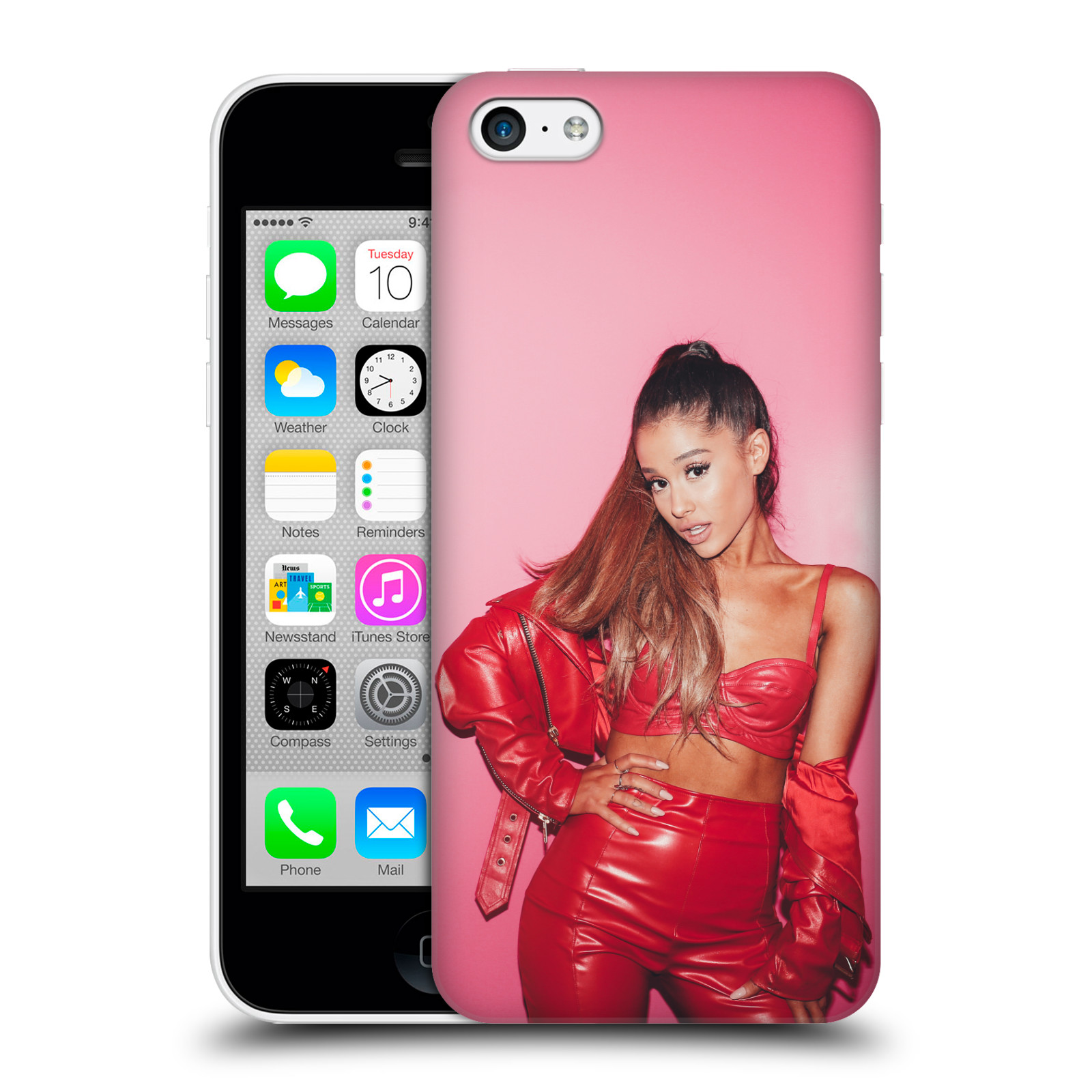 Zadní obal pro mobil Apple Iphone 5C - HEAD CASE - Zpěvačka Ariana Grande růžové pozadí