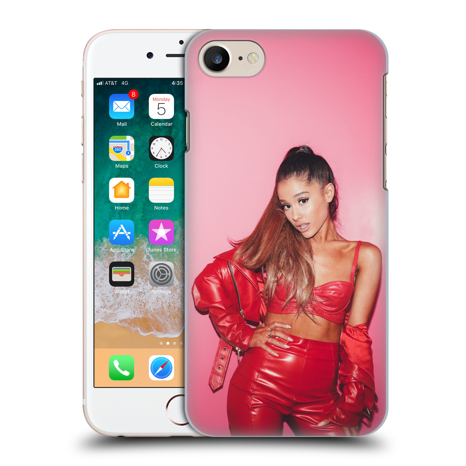 Zadní obal pro mobil Apple Iphone 7/8/SE2020 - HEAD CASE - Zpěvačka Ariana Grande růžové pozadí