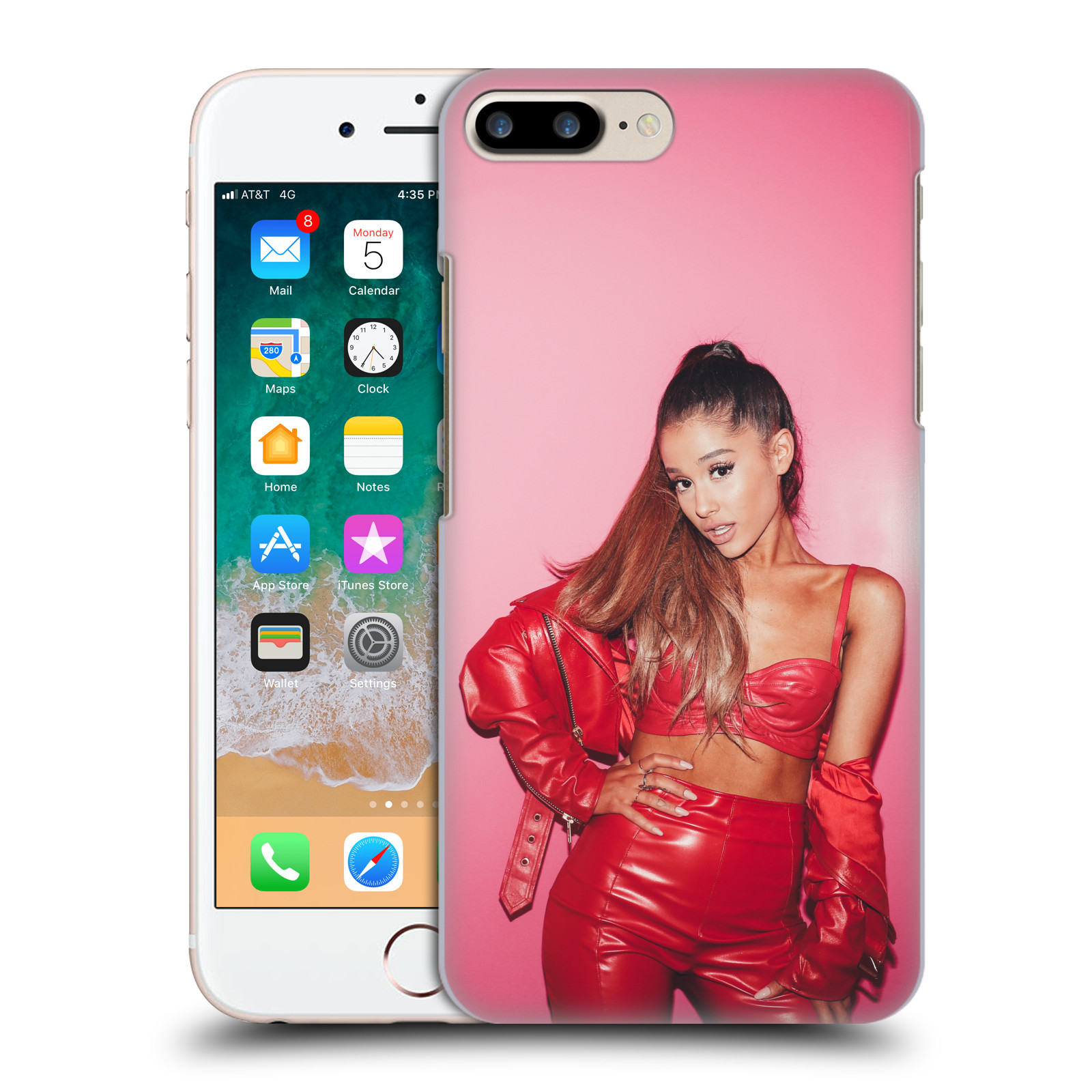 Zadní obal pro mobil Apple Iphone 7+ /  8+ - HEAD CASE - Zpěvačka Ariana Grande růžové pozadí
