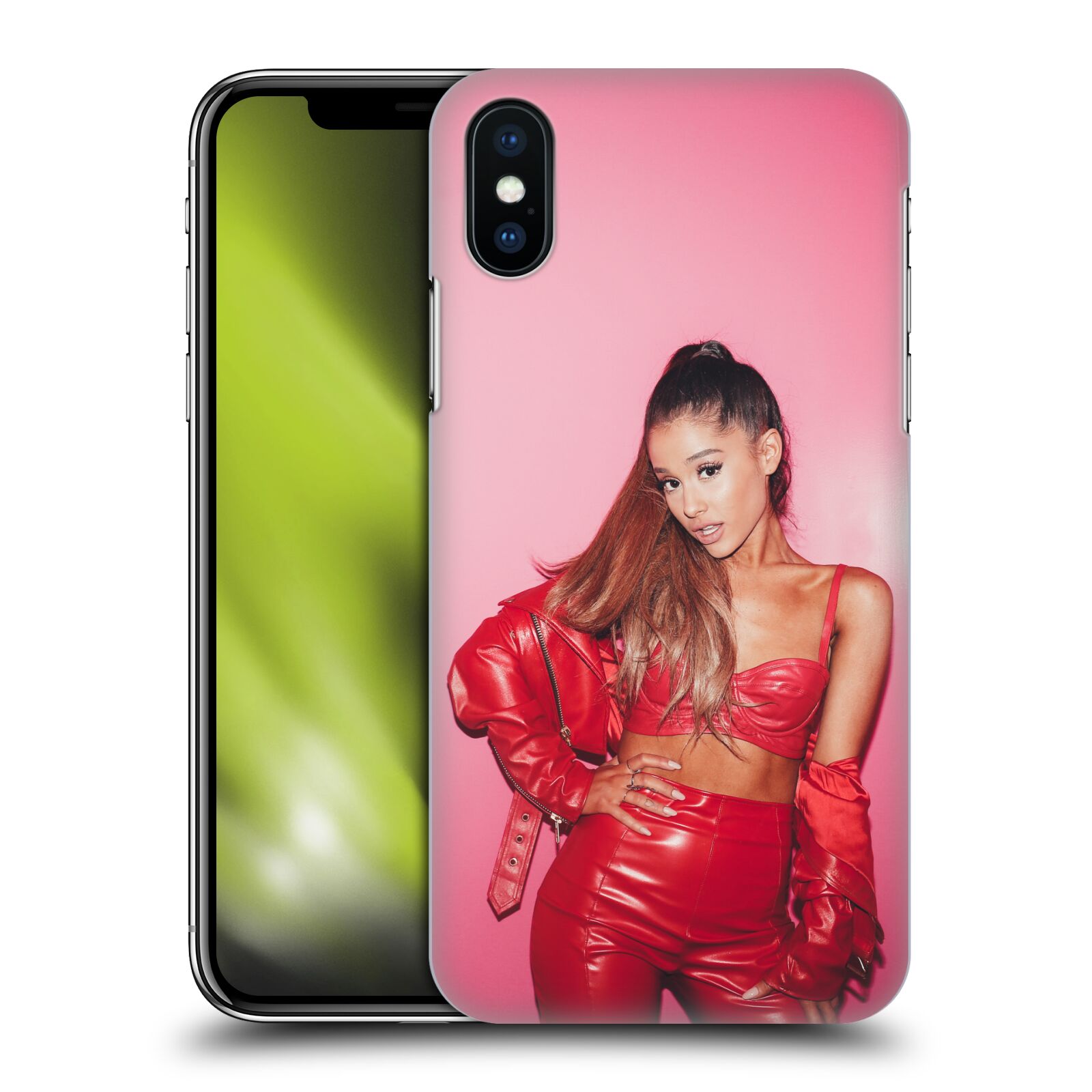 Zadní obal pro mobil Apple Iphone X / XS - HEAD CASE - Zpěvačka Ariana Grande růžové pozadí