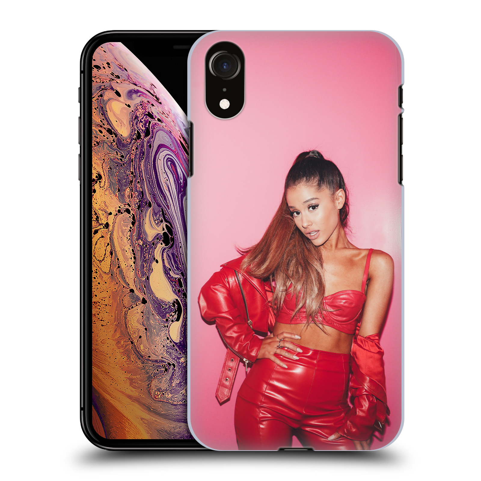 Zadní obal pro mobil Apple Iphone XR - HEAD CASE - Zpěvačka Ariana Grande růžové pozadí