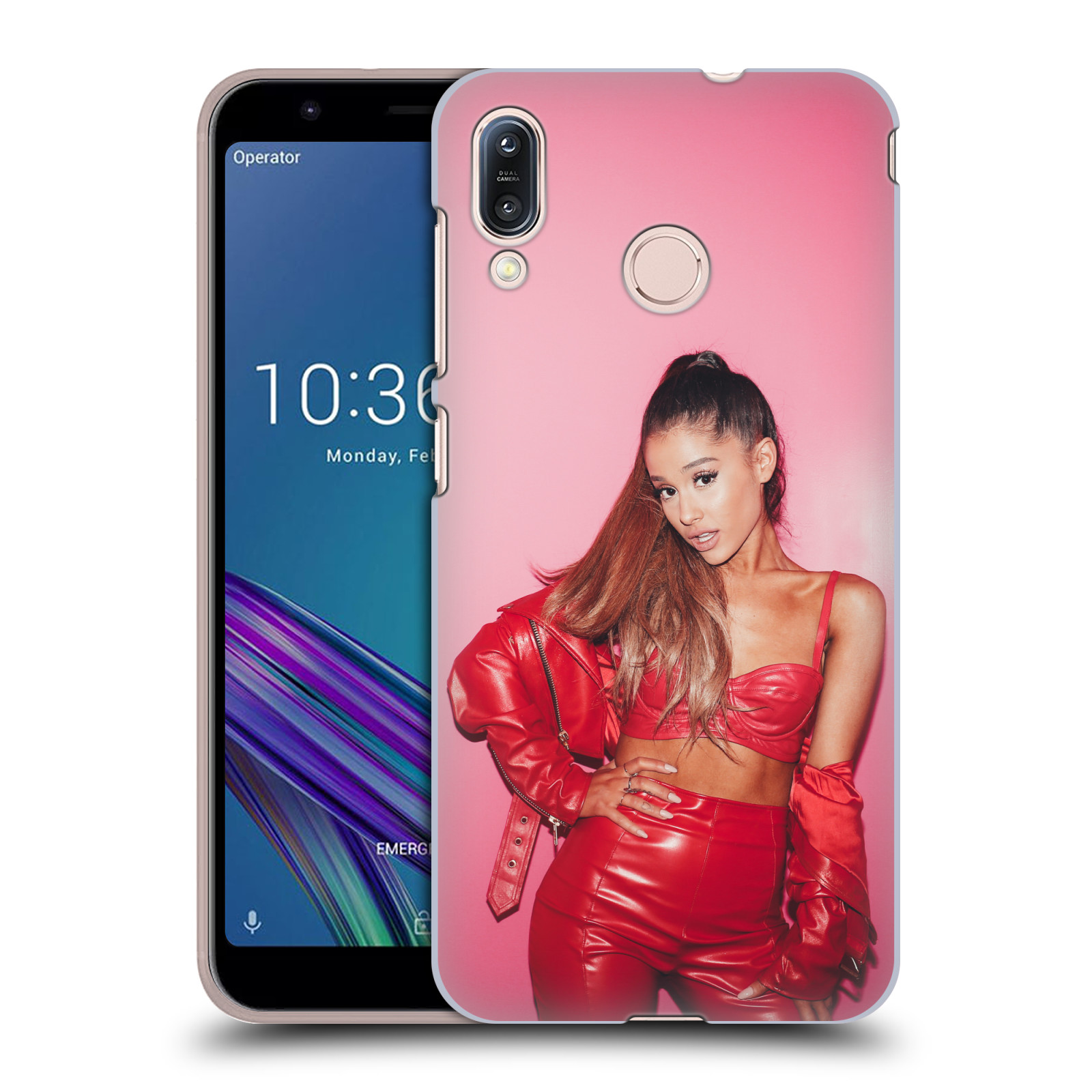 Zadní obal pro mobil Asus Zenfone Max (M1) ZB555KL - HEAD CASE - Zpěvačka Ariana Grande růžové pozadí