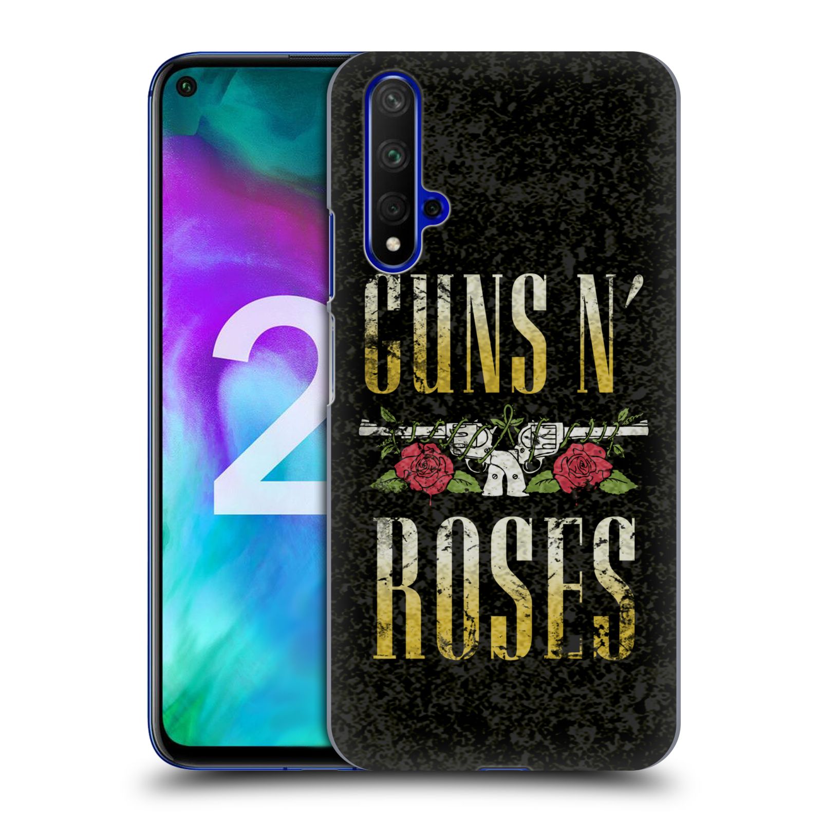 Pouzdro na mobil Honor 20 - HEAD CASE - hudební skupina Guns N Roses text