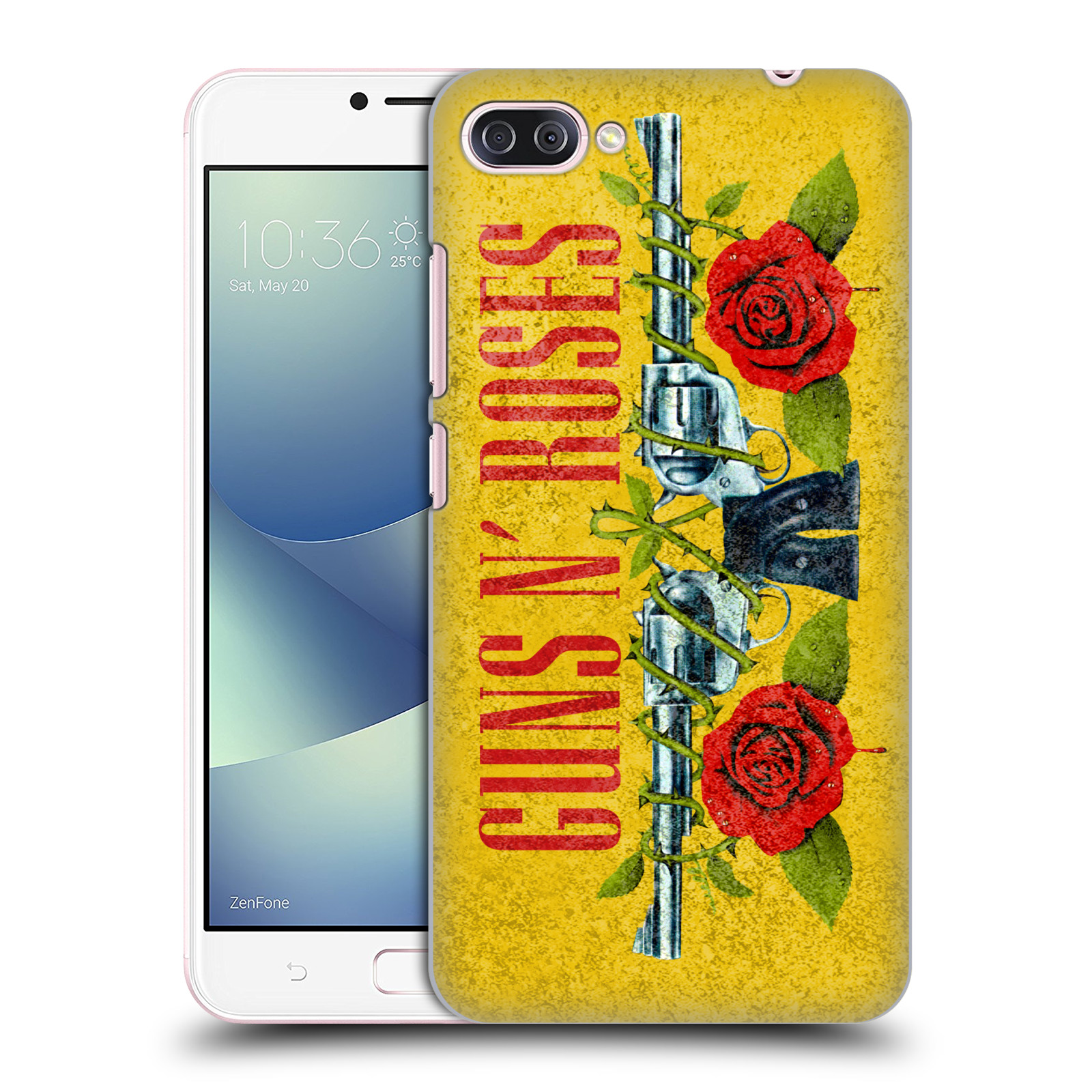 HEAD CASE plastový obal na mobil Asus Zenfone 4 MAX ZC554KL hudební skupina Guns N Roses pistole a růže žluté pozadí