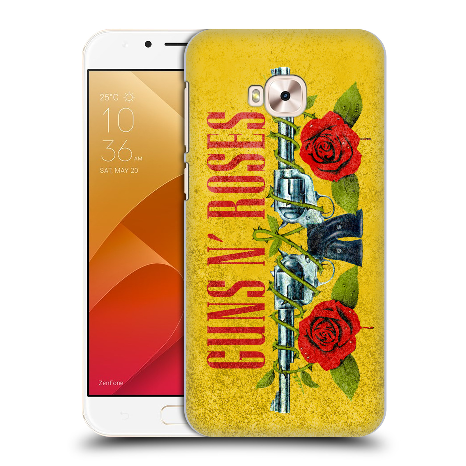 HEAD CASE plastový obal na mobil Asus Zenfone 4 Selfie Pro ZD552KL hudební skupina Guns N Roses pistole a růže žluté pozadí