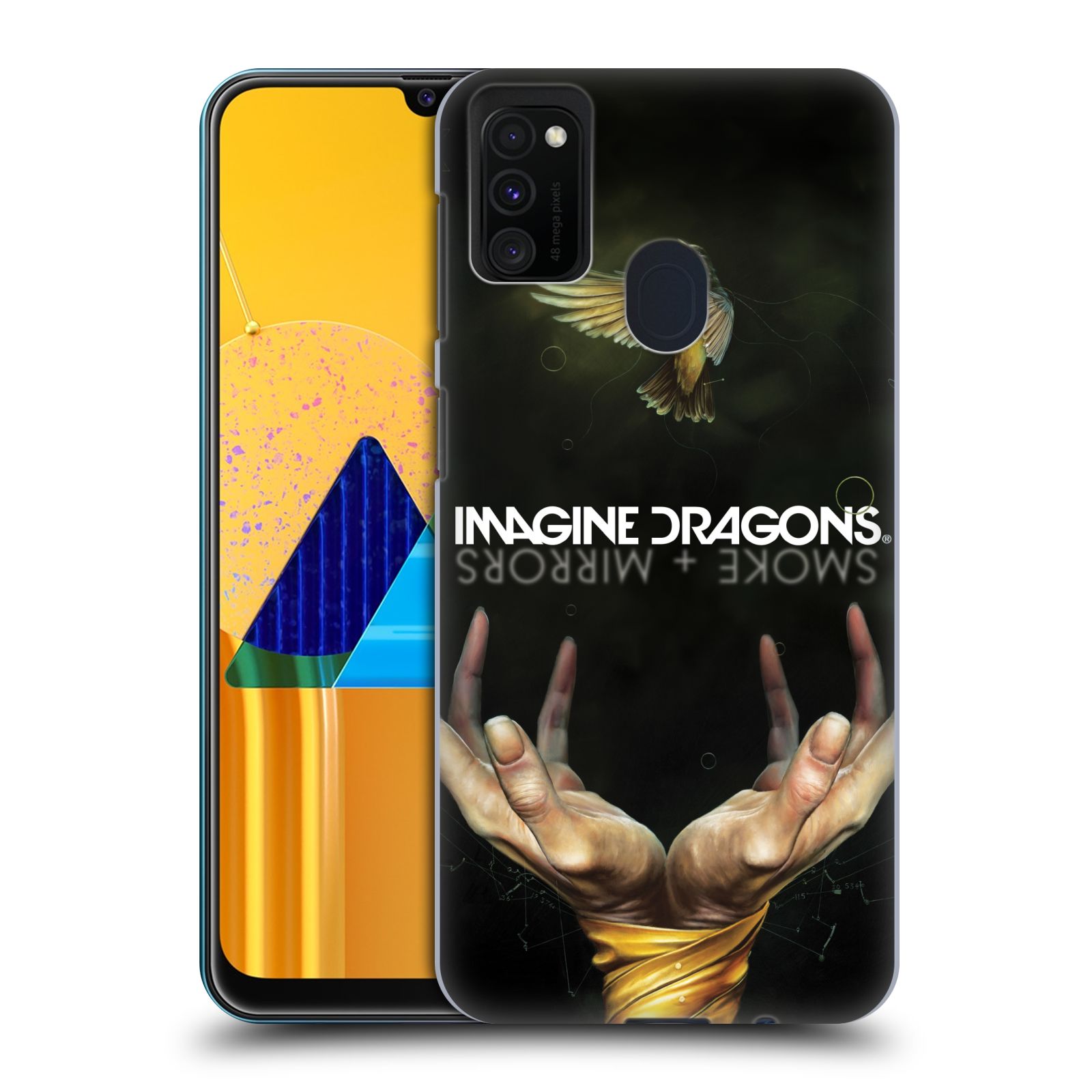 Zadní kryt na mobil Samsung Galaxy M21 hudební skupina Imagine Dragons SMOKE and MIRRORS
