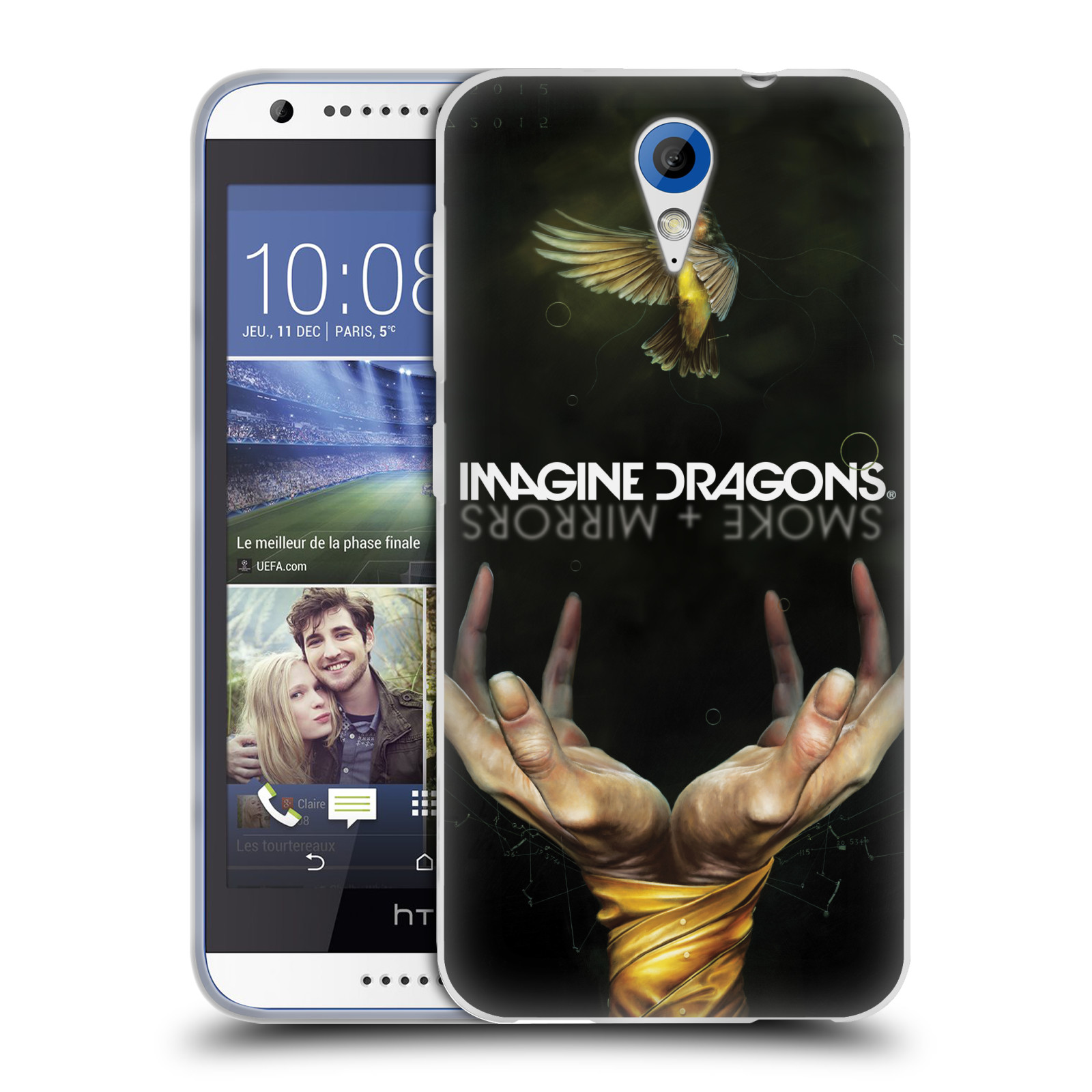 HEAD CASE silikonový obal na mobil HTC Desire 620 hudební skupina Imagine Dragons SMOKE and MIRRORS