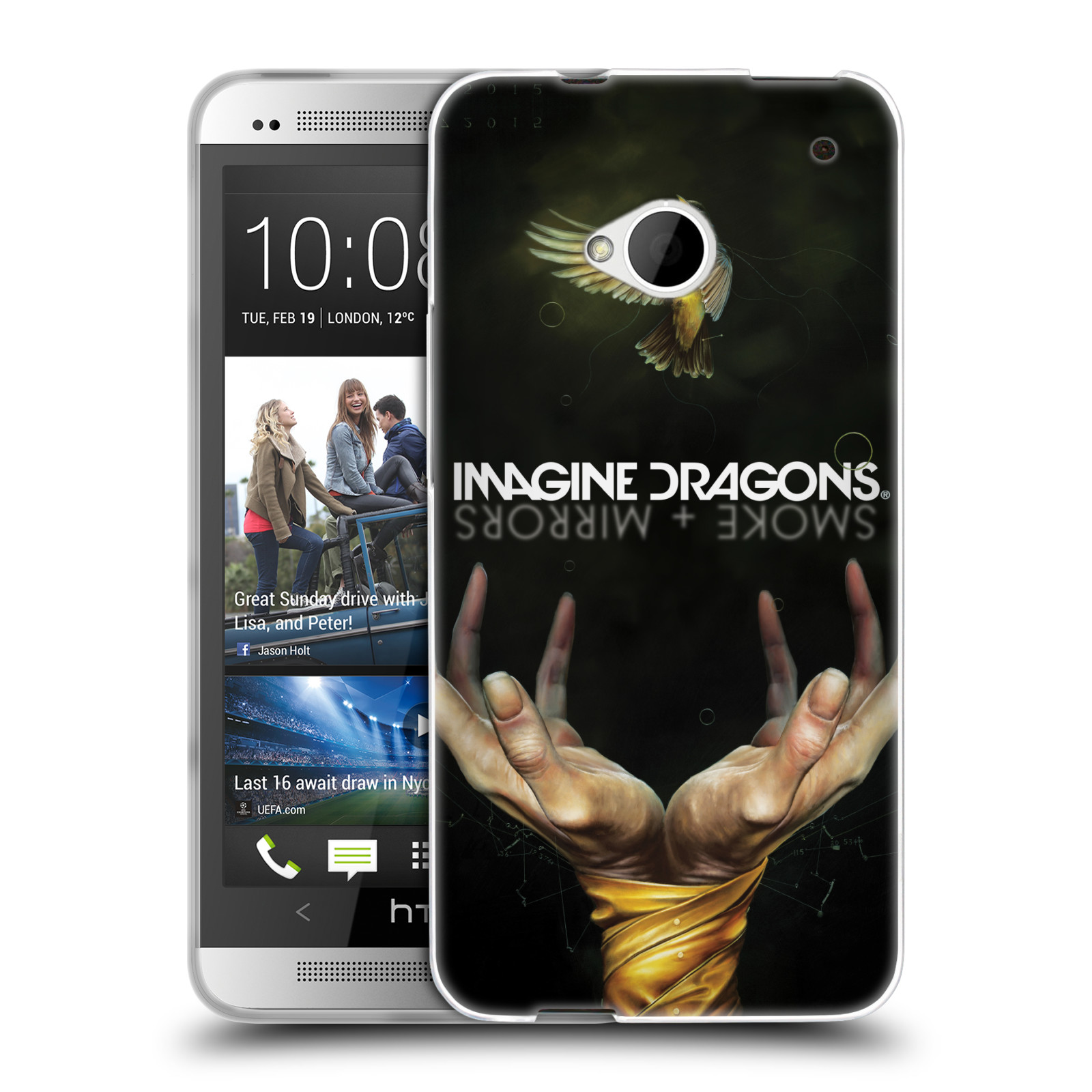 HEAD CASE silikonový obal na mobil HTC one M7 hudební skupina Imagine Dragons SMOKE and MIRRORS
