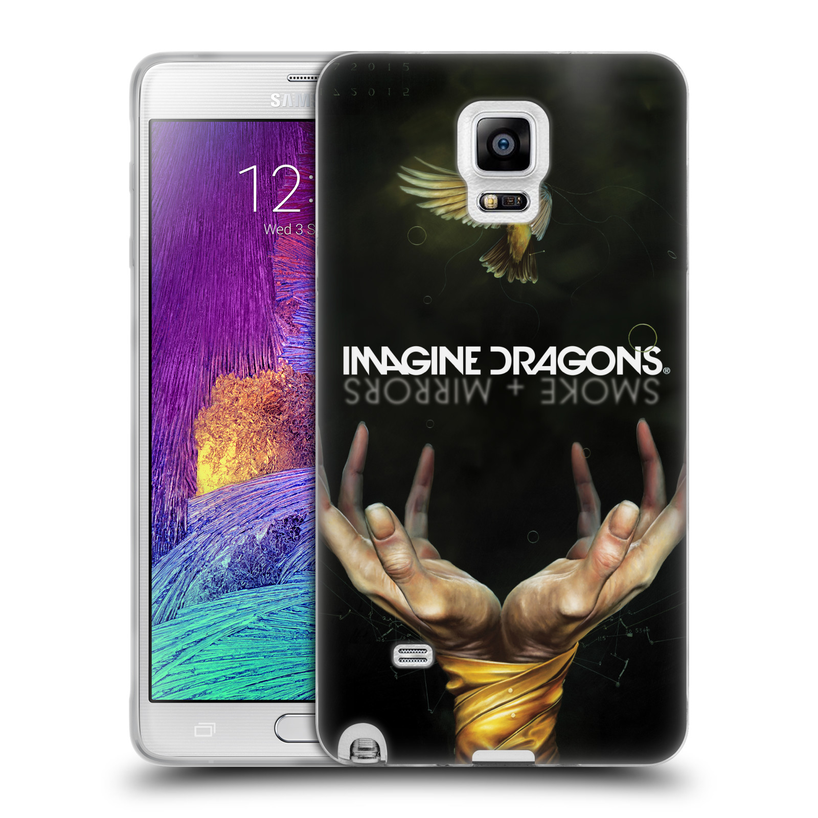 HEAD CASE silikonový obal na mobil Samsung Galaxy Note 4 hudební skupina Imagine Dragons SMOKE and MIRRORS