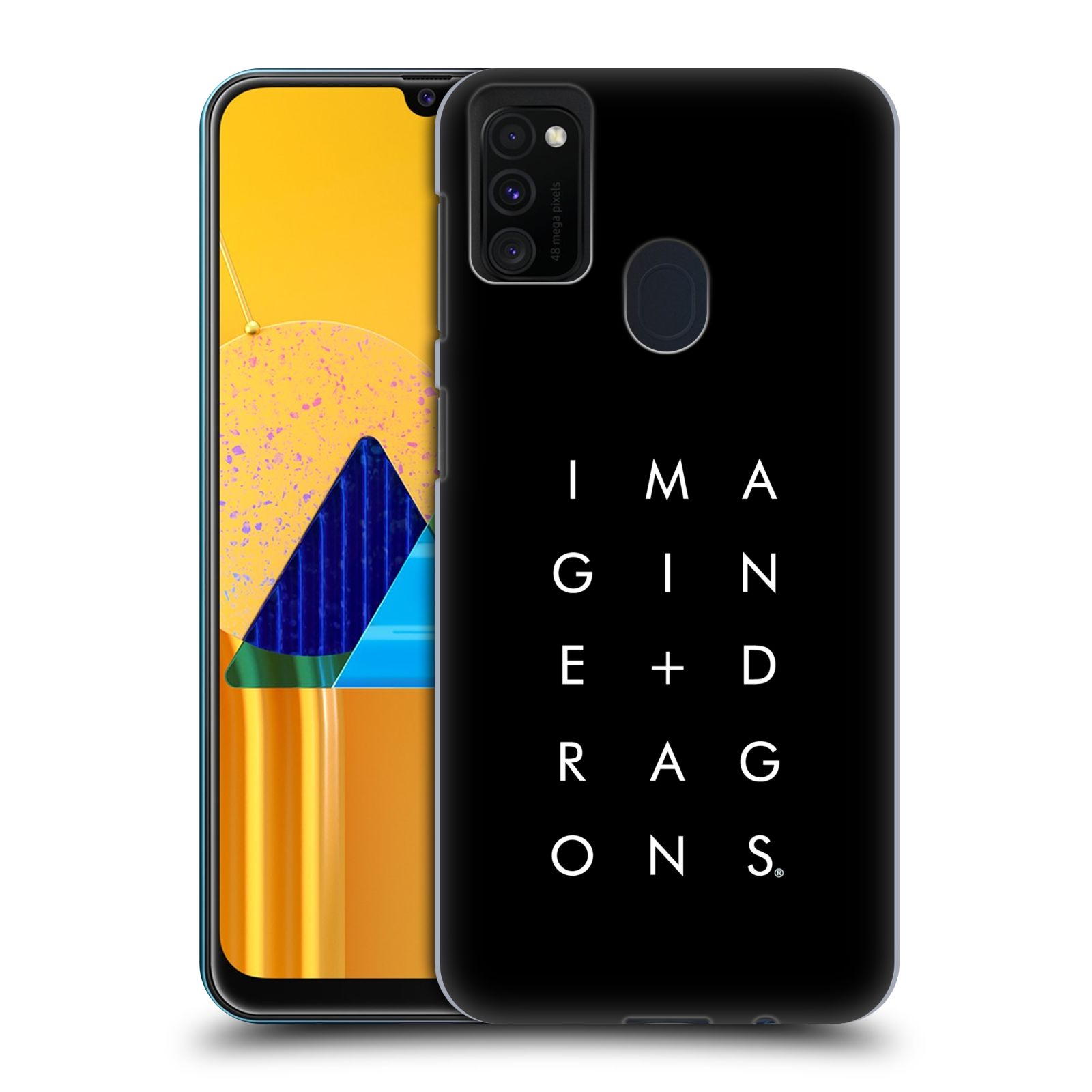 Zadní kryt na mobil Samsung Galaxy M21 hudební skupina Imagine Dragons logo