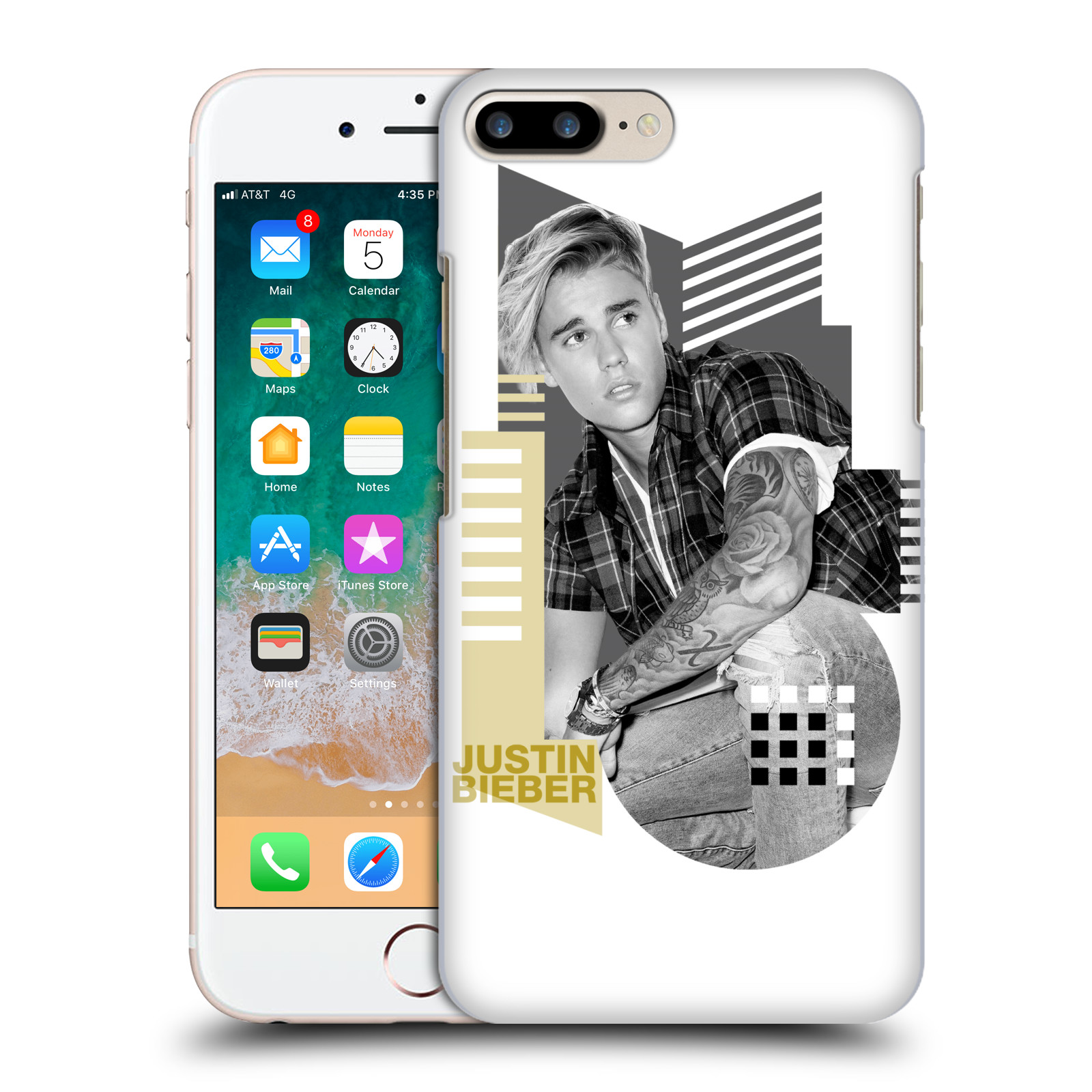 Zadní obal pro mobil Apple Iphone 7+ /  8+ - HEAD CASE - zpěvák Justin Bieber - Geometric