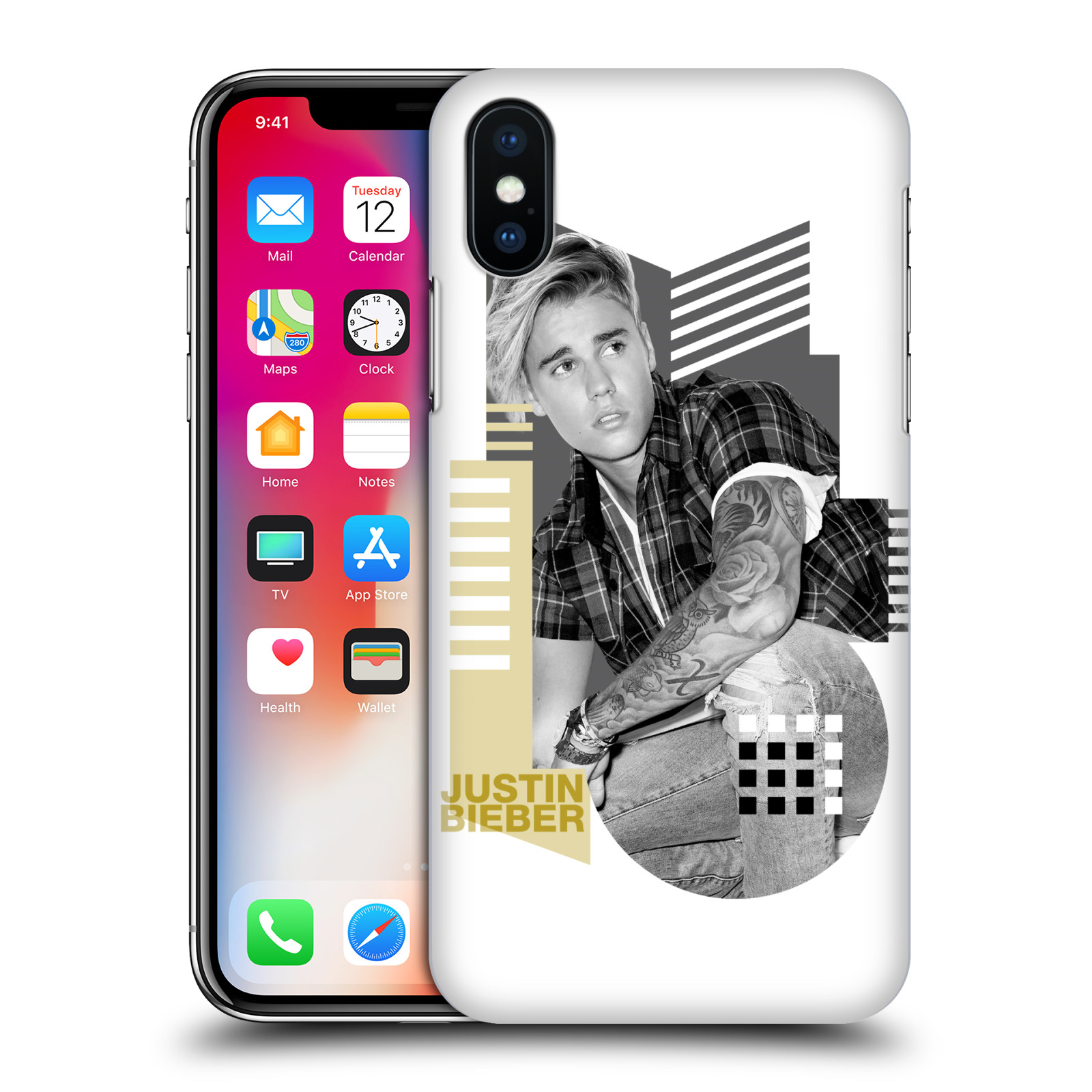 Zadní obal pro mobil Apple Iphone X / XS - HEAD CASE - zpěvák Justin Bieber - Geometric