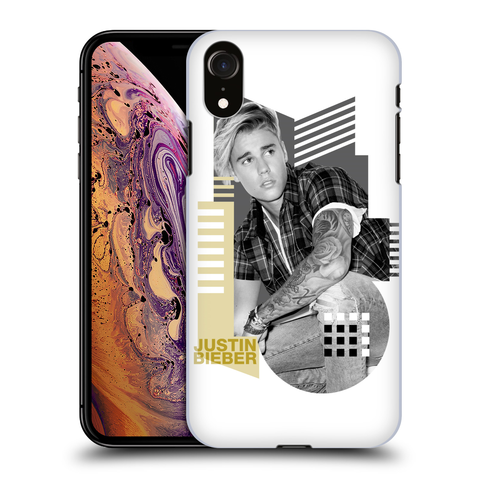 Zadní obal pro mobil Apple Iphone XR - HEAD CASE - zpěvák Justin Bieber - Geometric