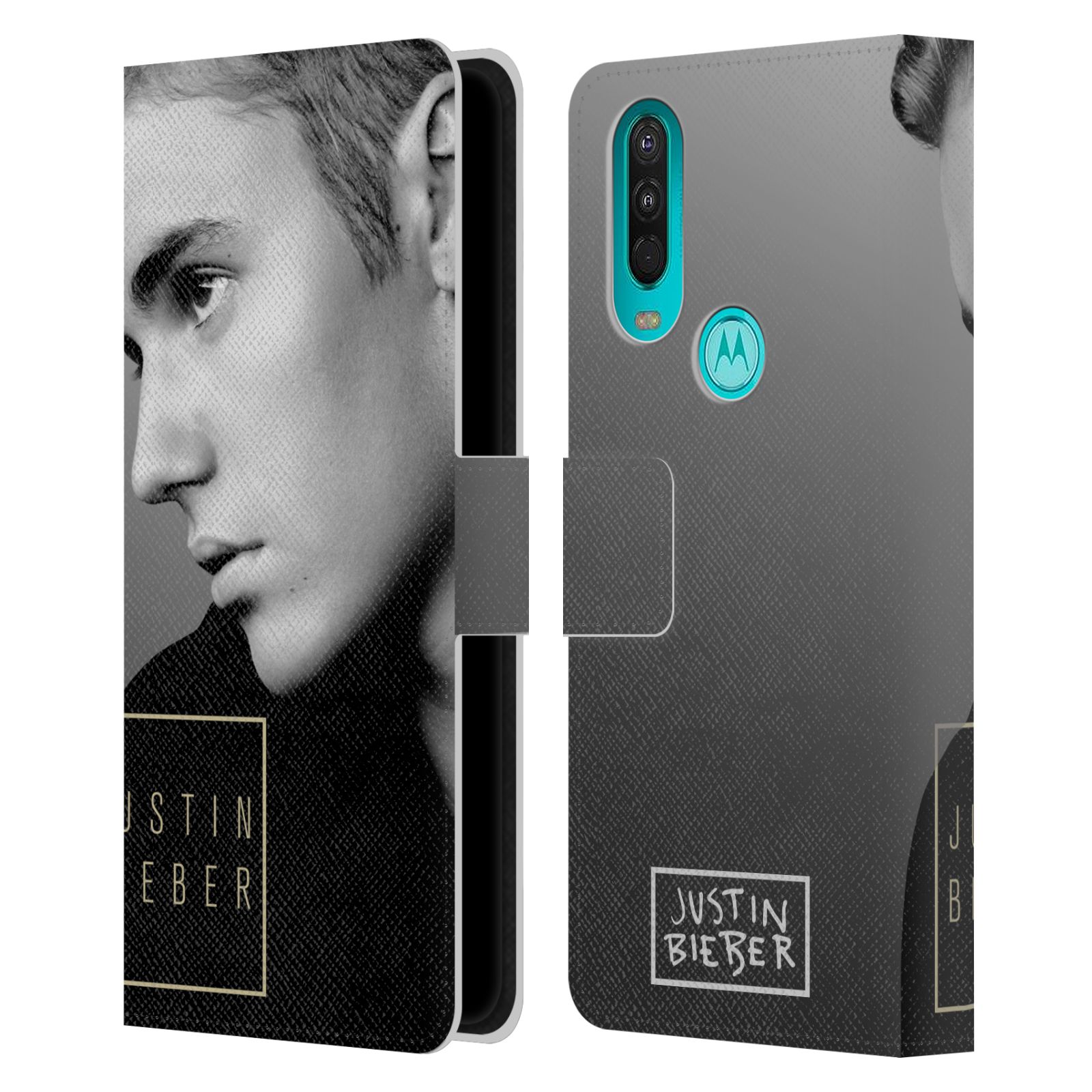 Pouzdro HEAD CASE na mobil Motorola One Action  Justin Bieber - černobílé zrcadlo