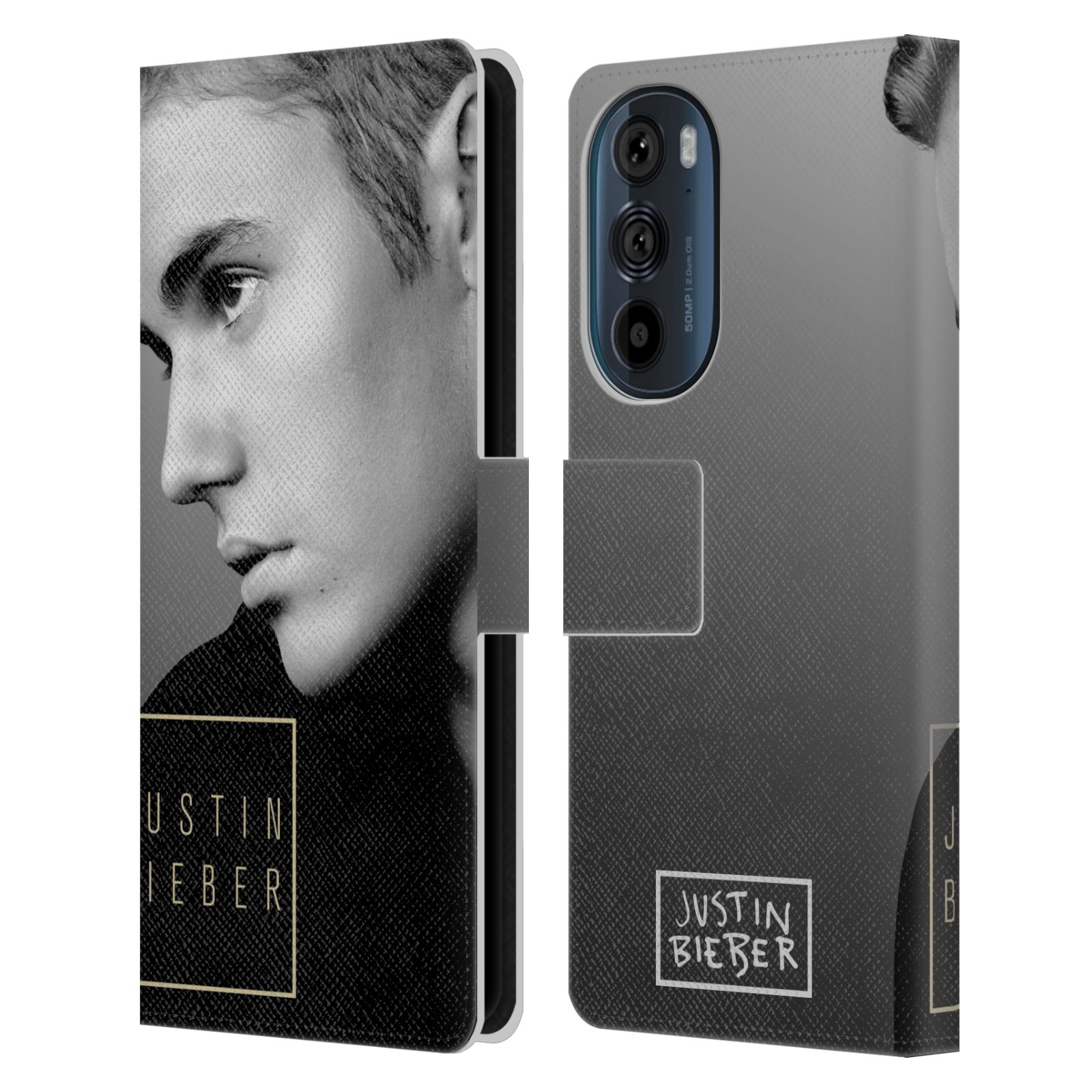 Pouzdro HEAD CASE na mobil Motorola EDGE 30  Justin Bieber - černobílé zrcadlo