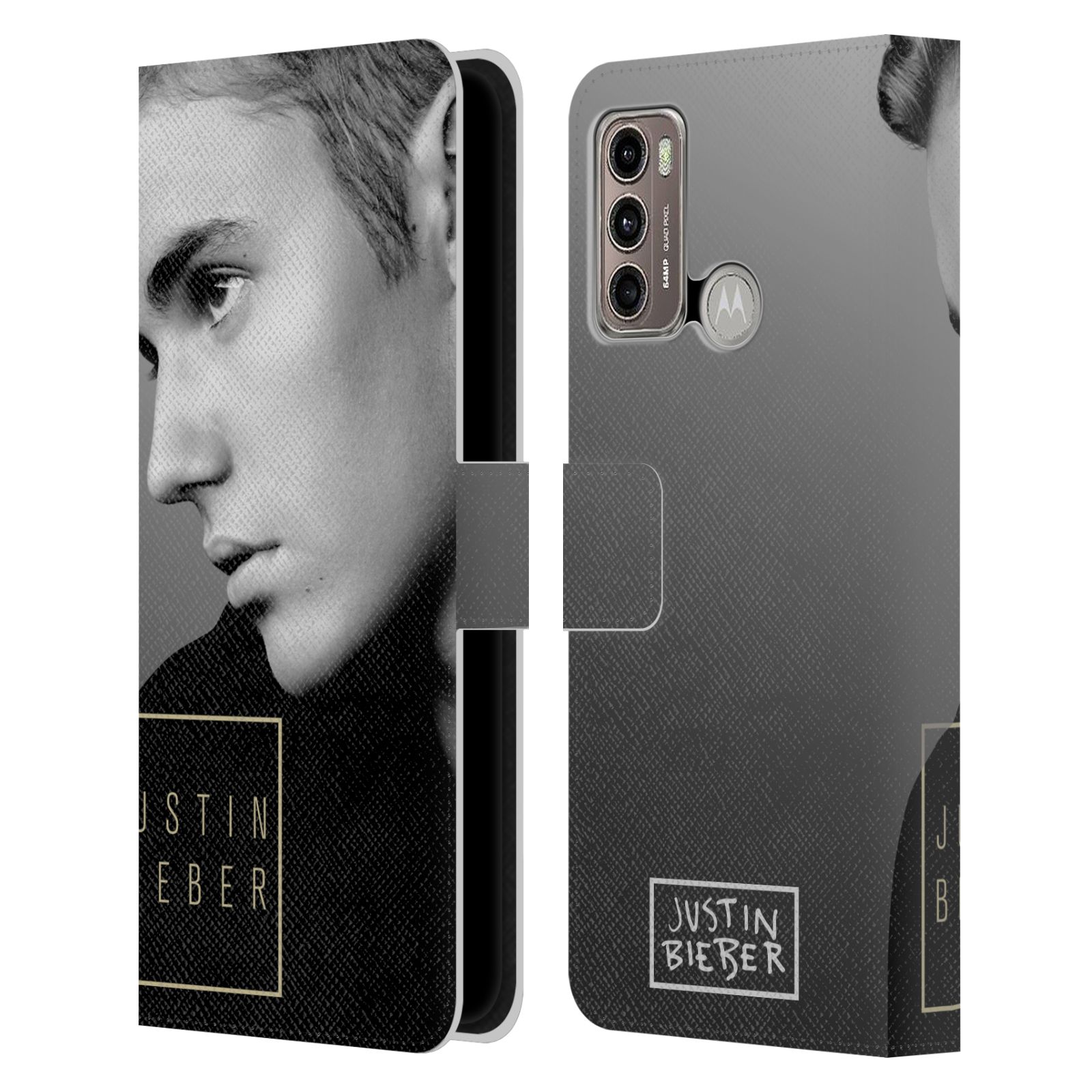 Pouzdro HEAD CASE na mobil Motorola Moto G60  Justin Bieber - černobílé zrcadlo