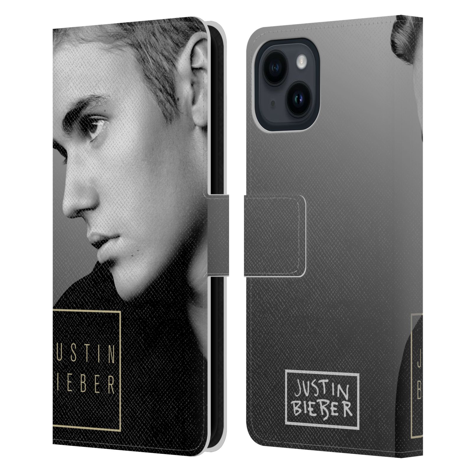 Pouzdro HEAD CASE na mobil Apple Iphone 15  Justin Bieber - černobílé zrcadlo