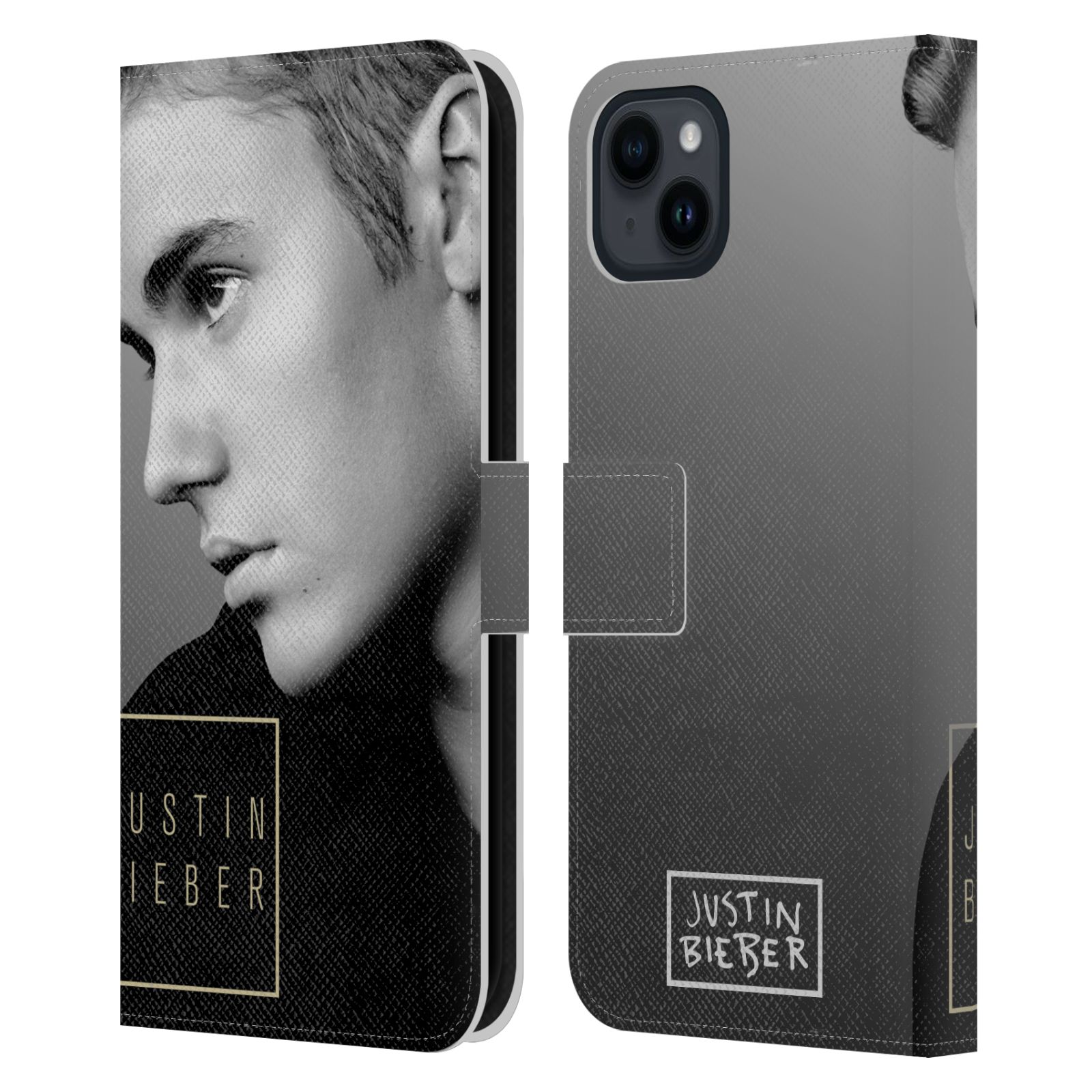 Pouzdro HEAD CASE na mobil Apple Iphone 15 PLUS  Justin Bieber - černobílé zrcadlo