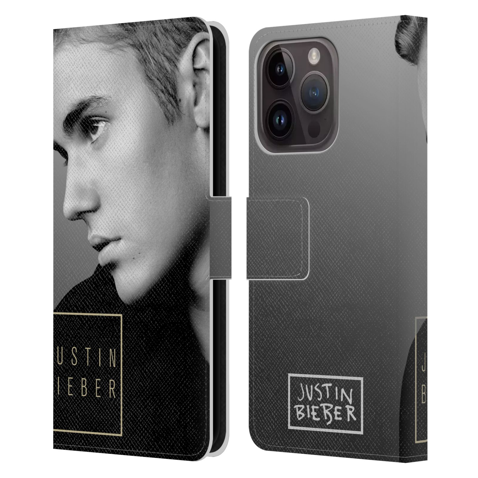 Pouzdro HEAD CASE na mobil Apple Iphone 15 PRO  Justin Bieber - černobílé zrcadlo