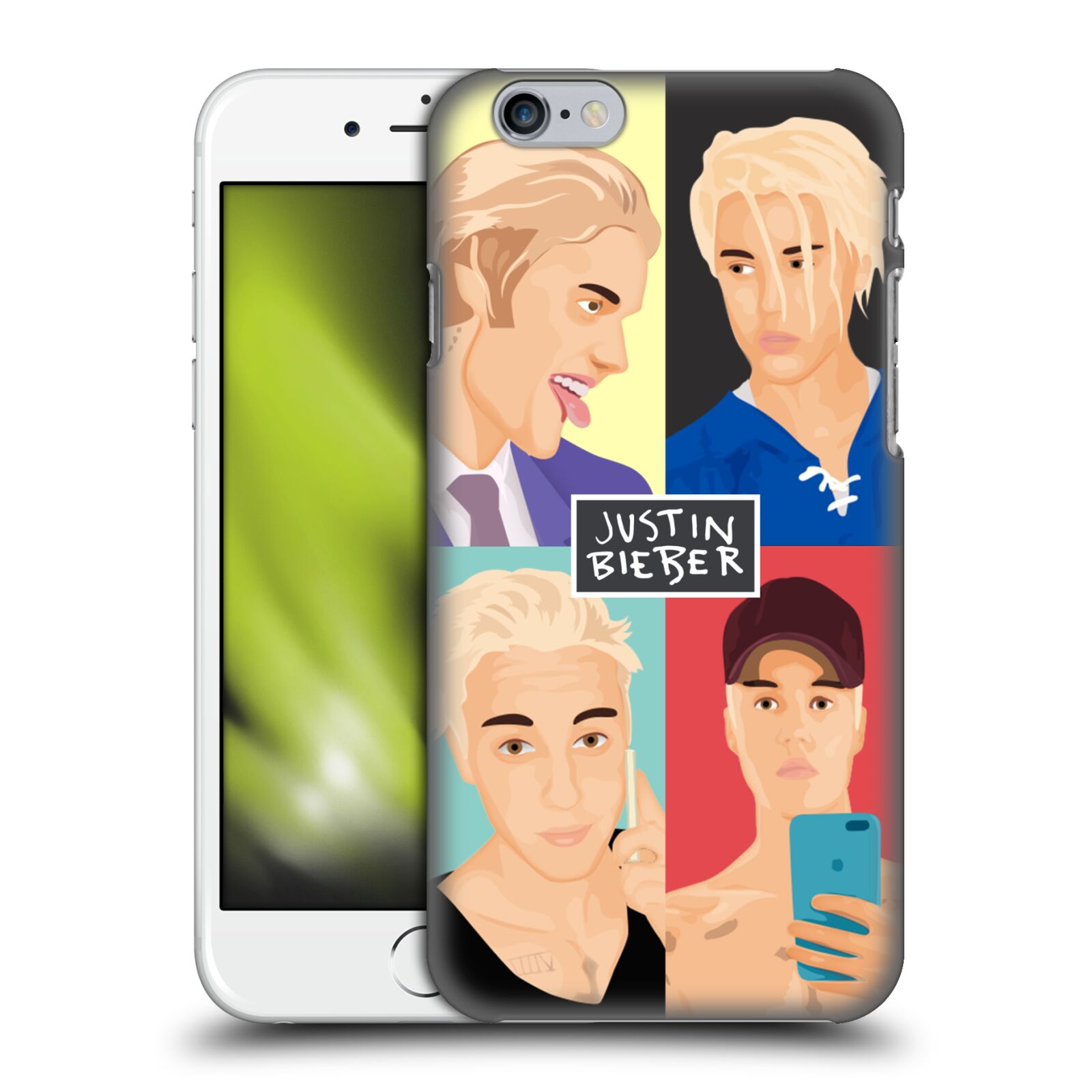 Plastové pouzdro pro mobil Apple Iphone 6/6S Justin Bieber kreslená tvář 4 tváře