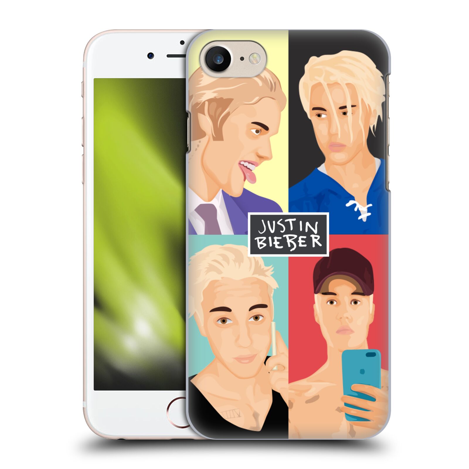 Plastové pouzdro pro mobil Apple Iphone 7/8/SE 2020 Justin Bieber kreslená tvář 4 tváře