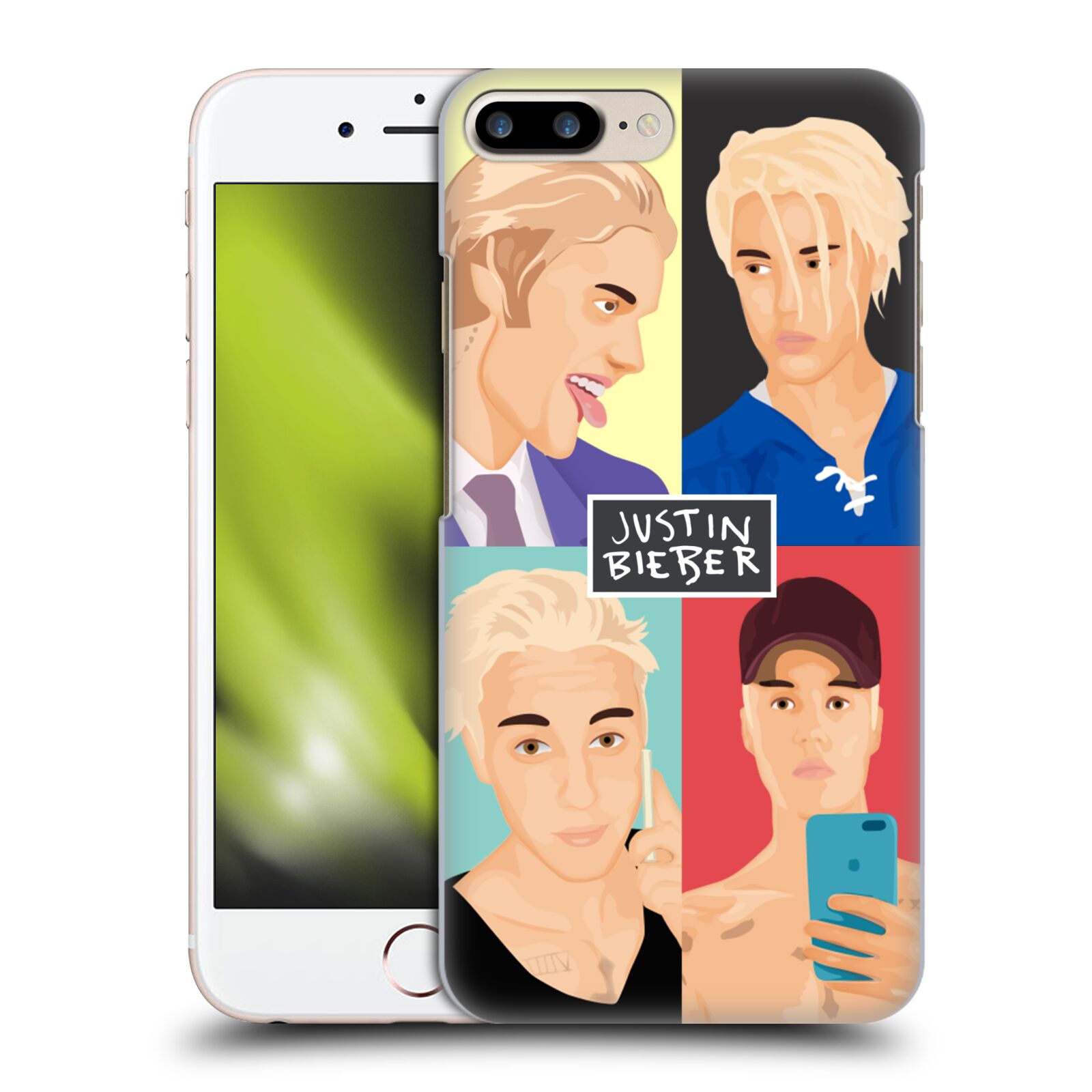 Plastové pouzdro pro mobil Apple Iphone 8 PLUS Justin Bieber kreslená tvář 4 tváře