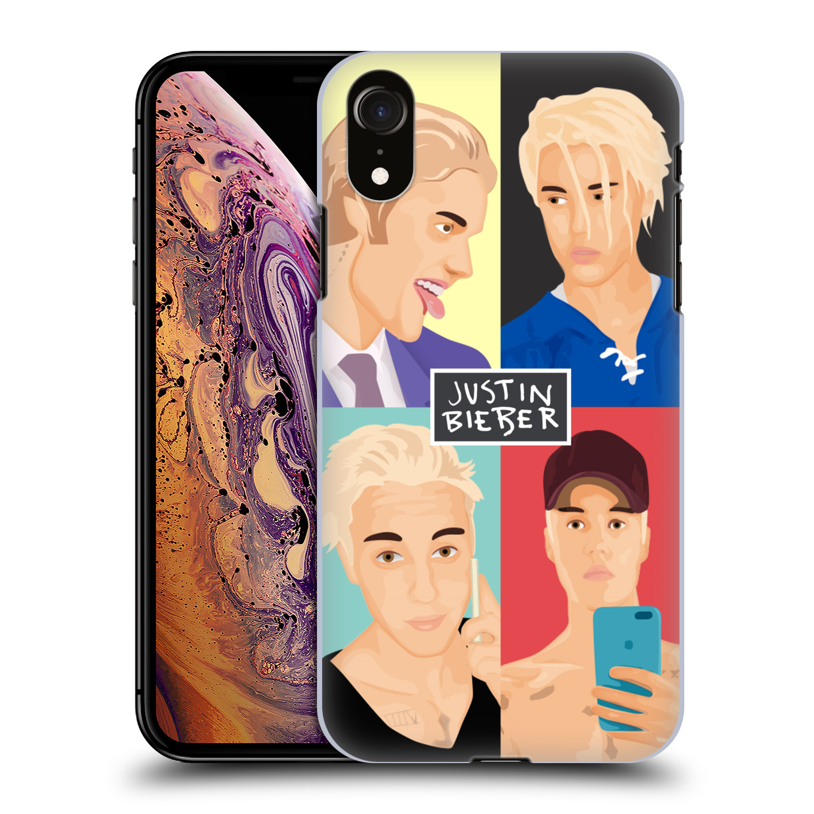 HEAD CASE plastový obal na mobil Apple Iphone XR Justin Bieber kreslená tvář 4 tváře