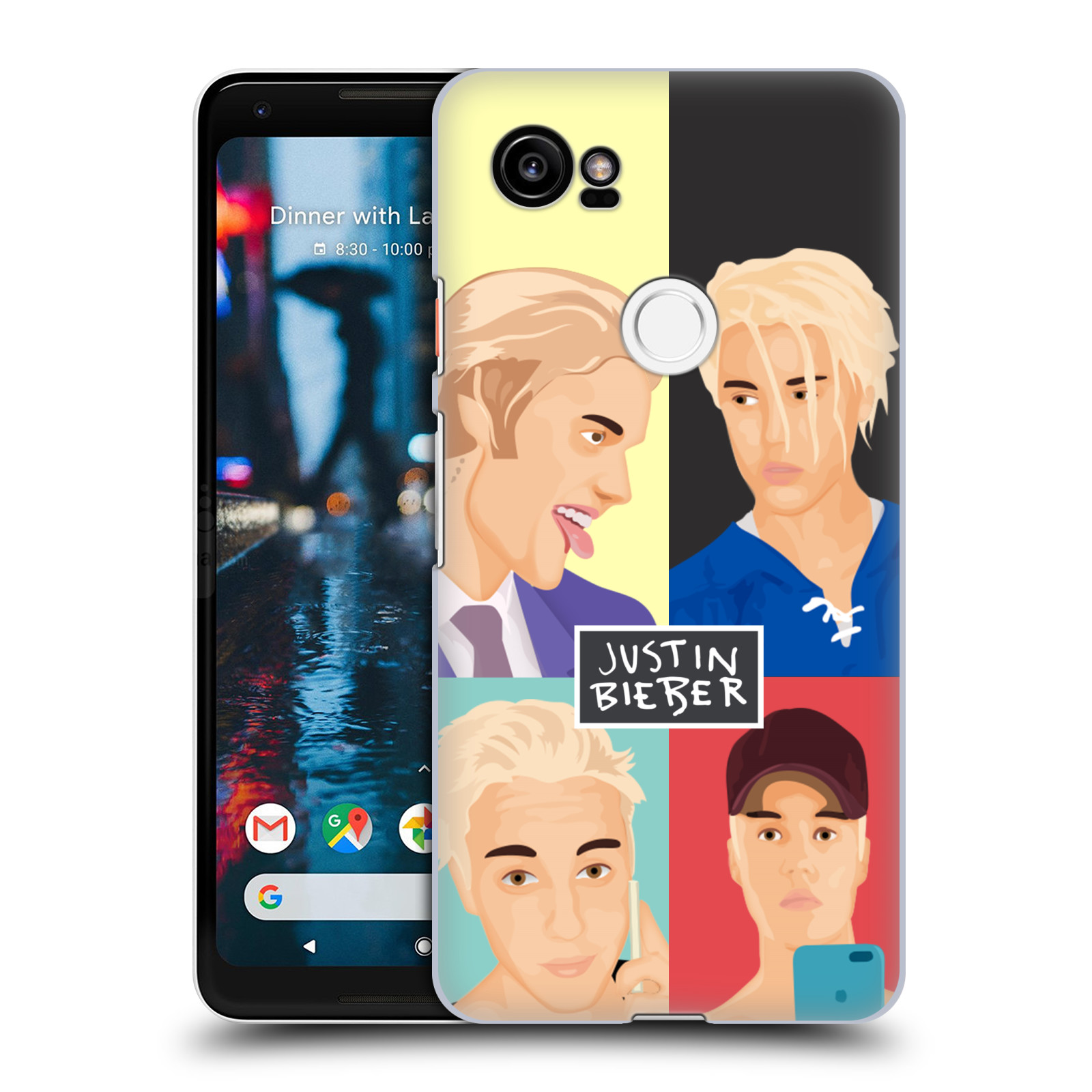 HEAD CASE plastový obal na mobil Google Pixel 2 XL Justin Bieber kreslená tvář 4 tváře