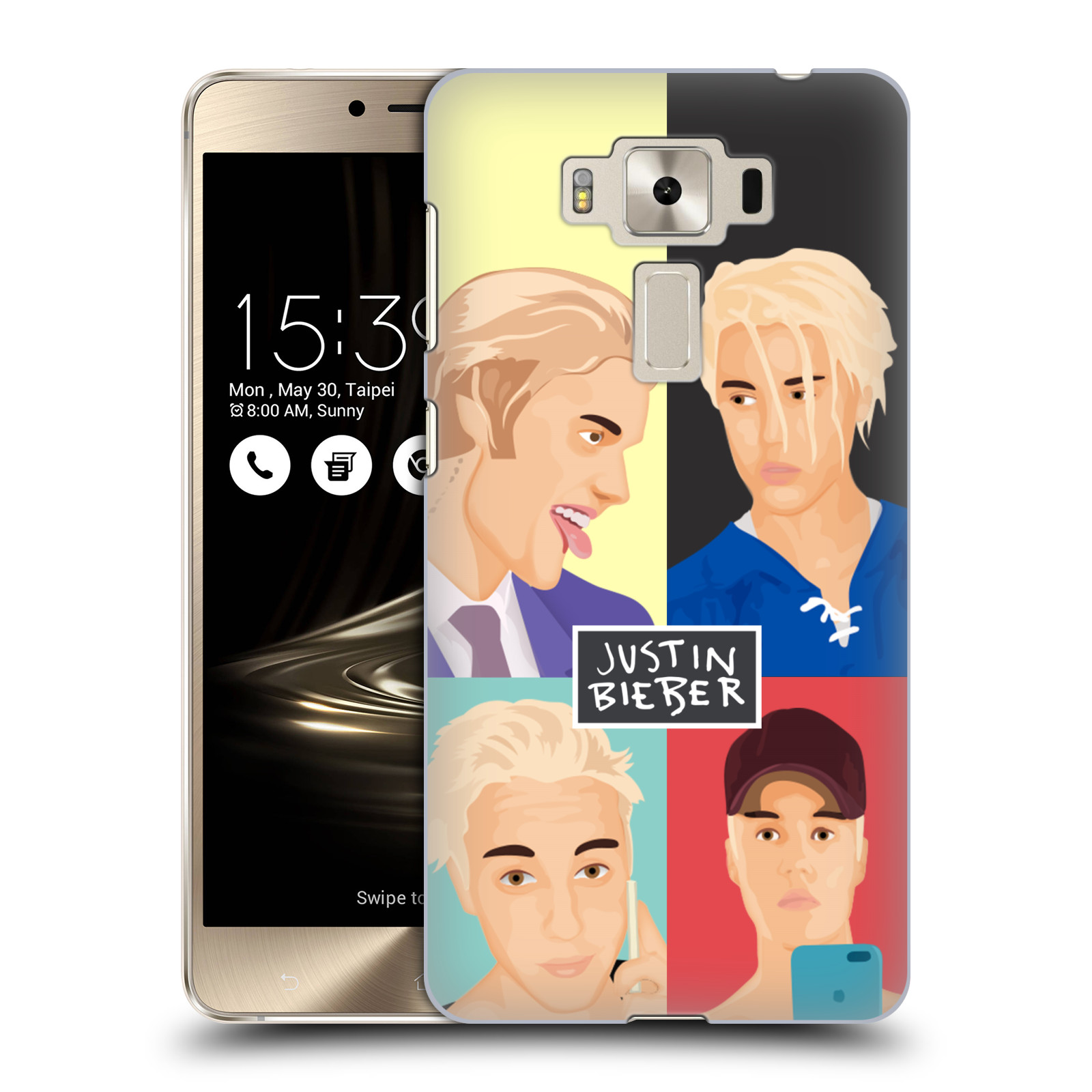 HEAD CASE plastový obal na mobil Asus Zenfone 3 DELUXE ZS550KL Justin Bieber kreslená tvář 4 tváře