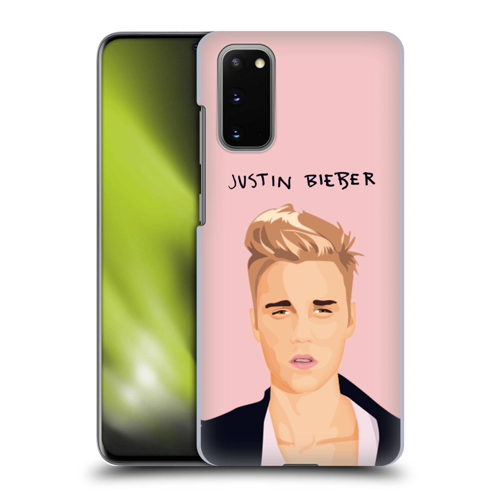Pouzdro na mobil Samsung Galaxy S20 - HEAD CASE - Justin Bieber kreslená tvář růžové pozadí