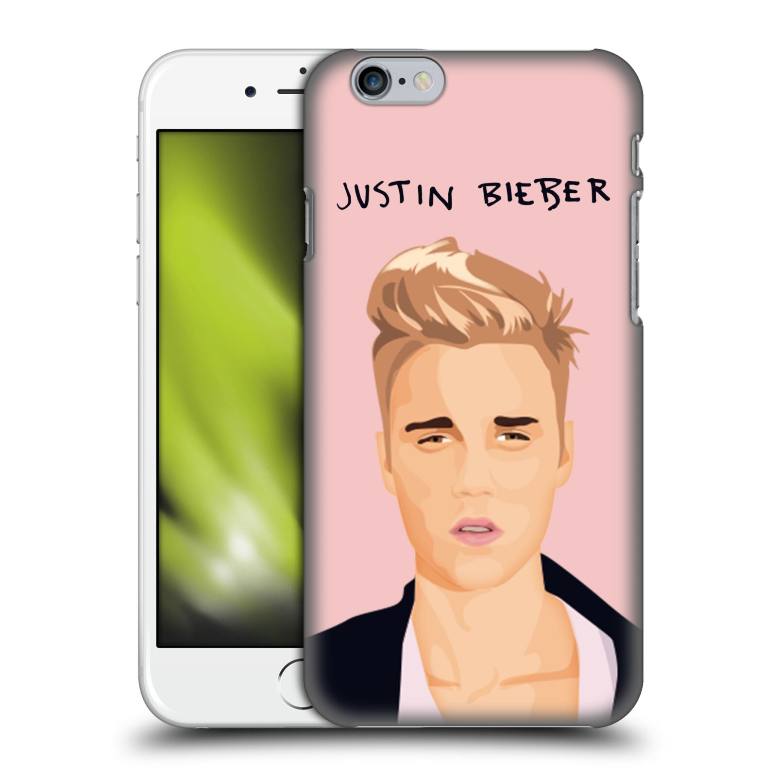 Plastové pouzdro pro mobil Apple Iphone 6/6S Justin Bieber kreslená tvář růžové pozadí