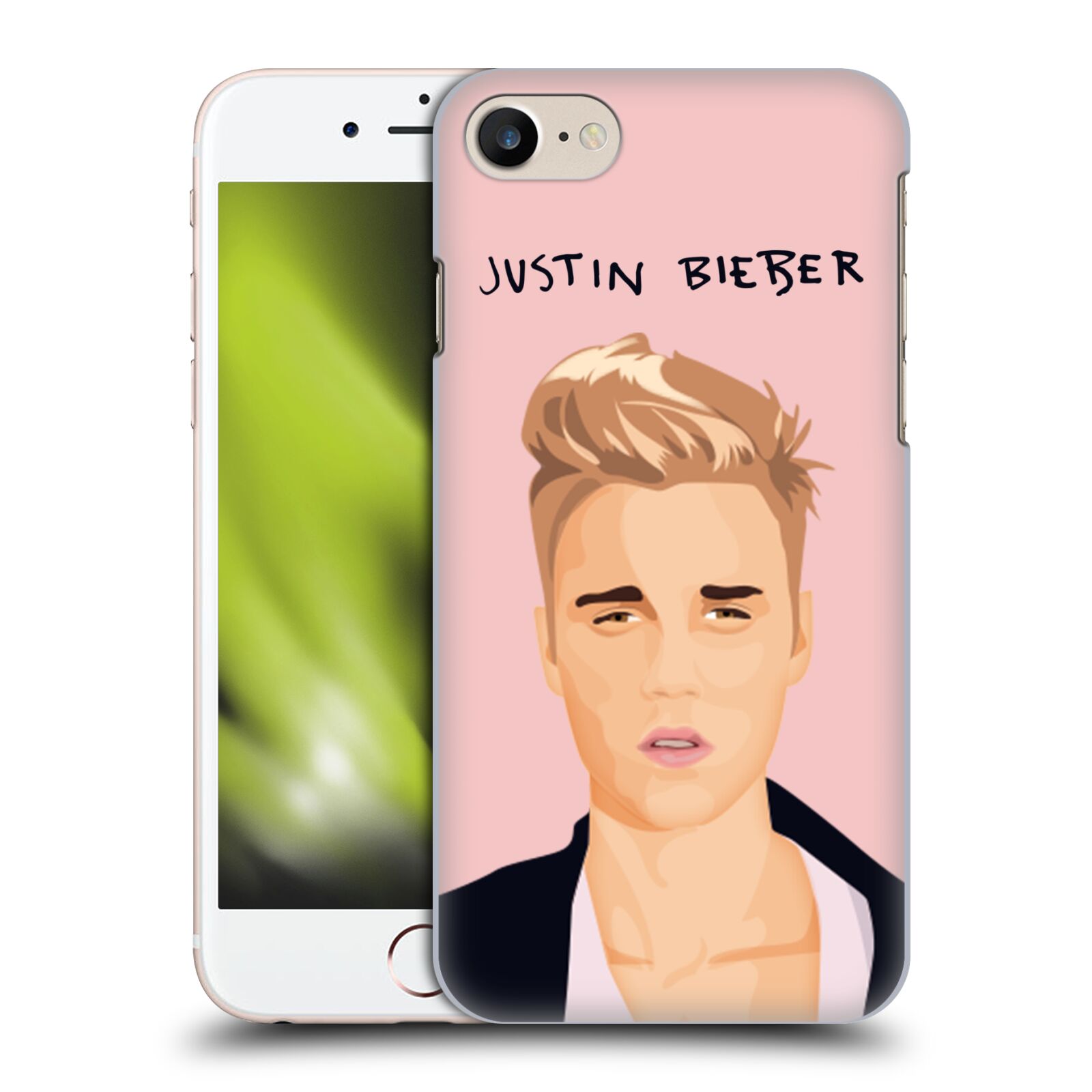 Plastové pouzdro pro mobil Apple Iphone 7/8/SE 2020 Justin Bieber kreslená tvář růžové pozadí