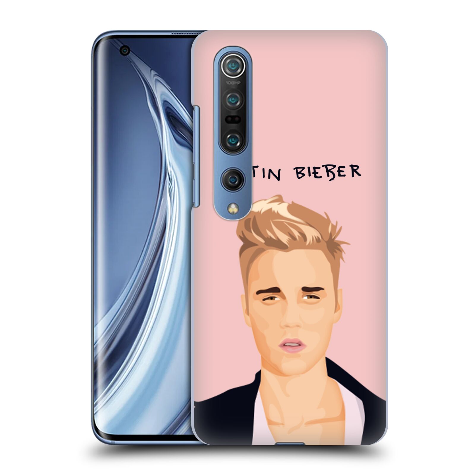 HEAD CASE plastový obal na mobil Xiaomi Mi 10 Justin Bieber kreslená tvář růžové pozadí