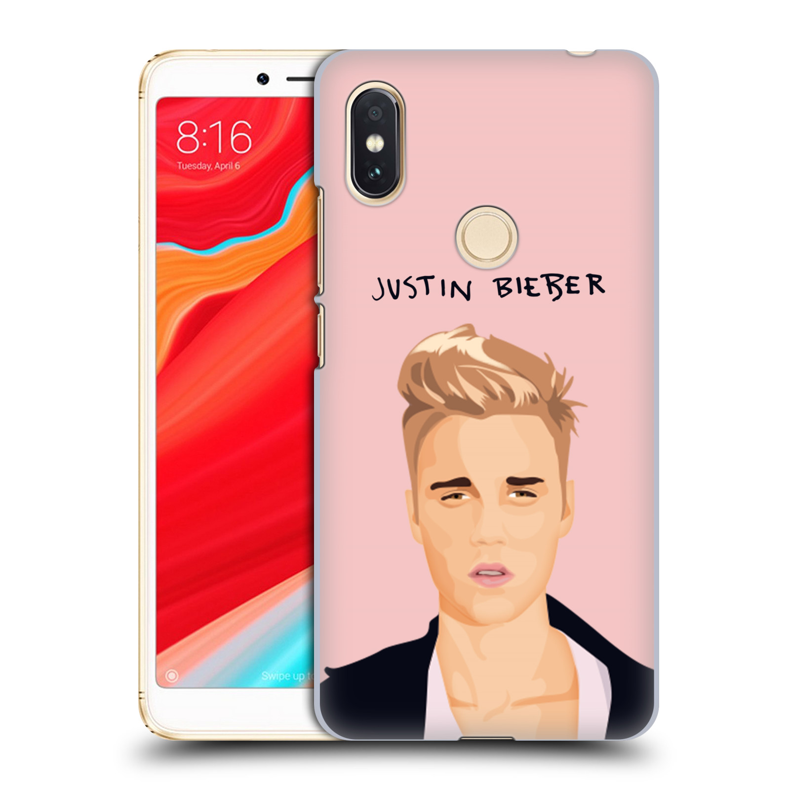 HEAD CASE plastový obal na mobil Xiaomi Redmi S2 Justin Bieber kreslená tvář růžové pozadí