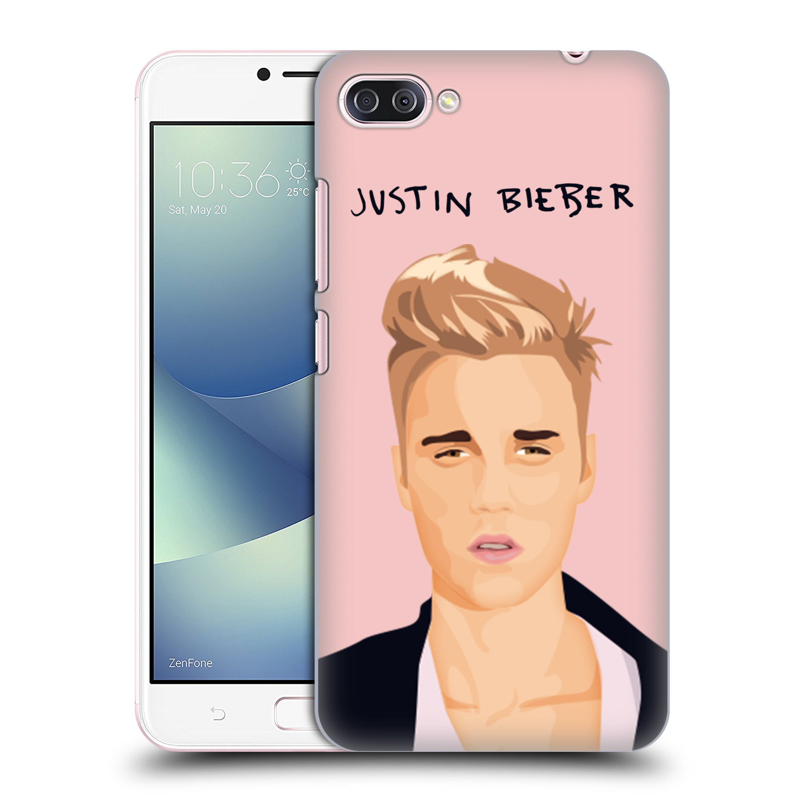 HEAD CASE plastový obal na mobil Asus Zenfone 4 MAX ZC554KL Justin Bieber kreslená tvář růžové pozadí