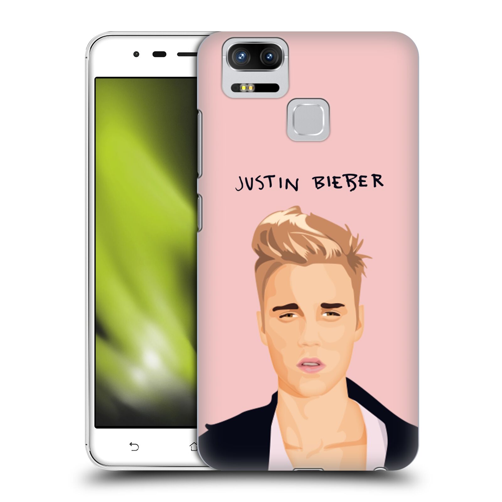 HEAD CASE plastový obal na mobil Asus Zenfone 3 Zoom ZE553KL Justin Bieber kreslená tvář růžové pozadí