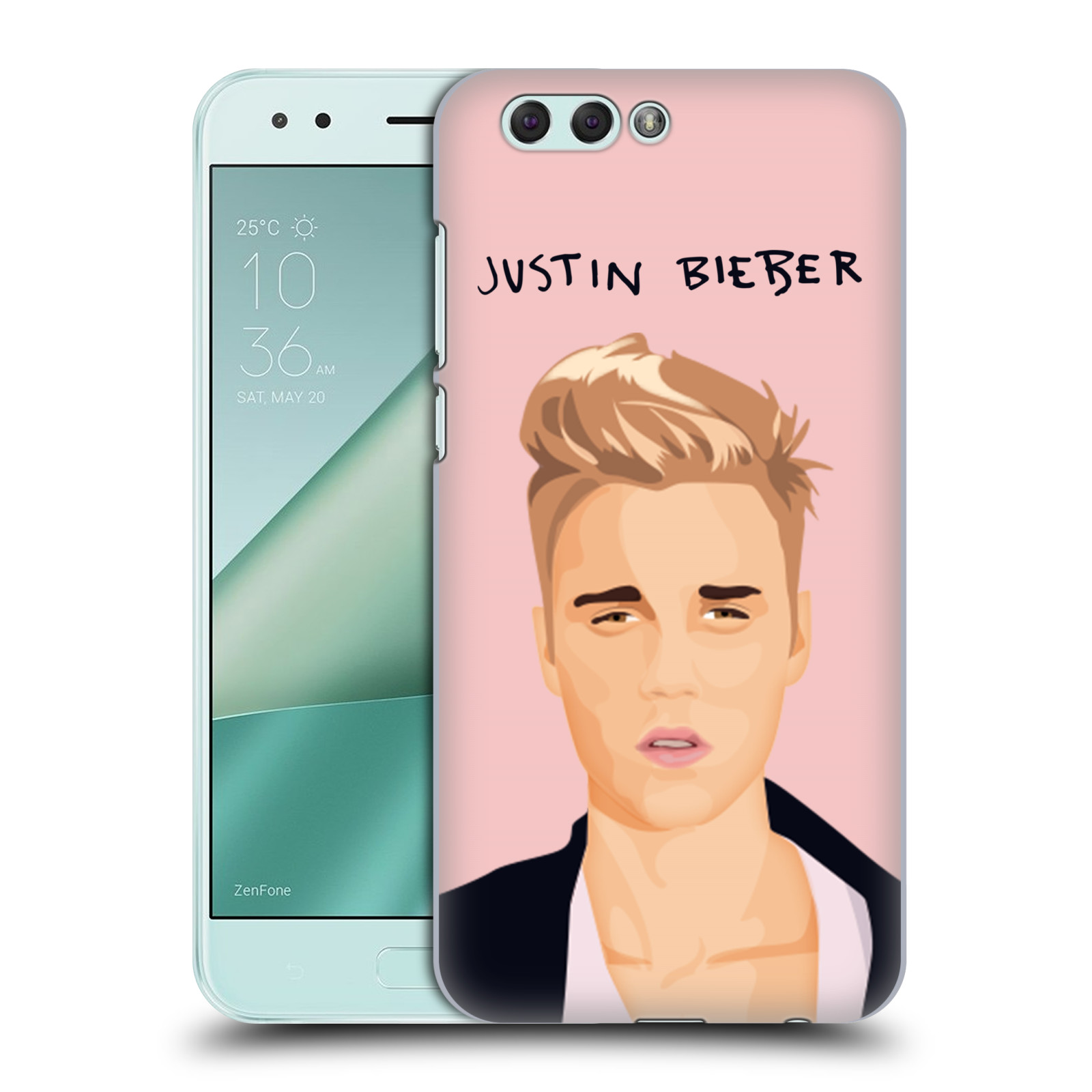 HEAD CASE plastový obal na mobil Asus Zenfone 4 ZE554KL Justin Bieber kreslená tvář růžové pozadí