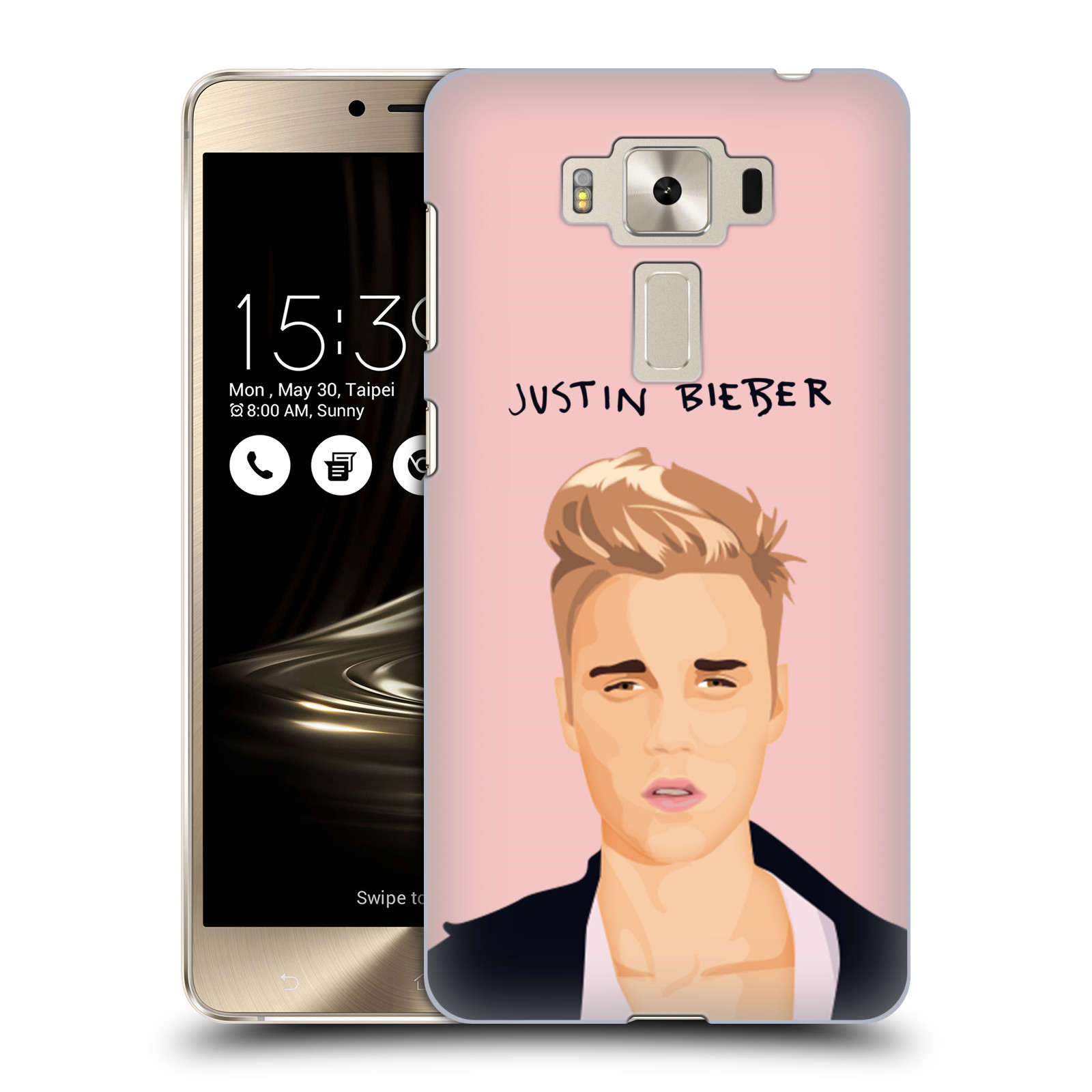 HEAD CASE plastový obal na mobil Asus Zenfone 3 DELUXE ZS550KL Justin Bieber kreslená tvář růžové pozadí