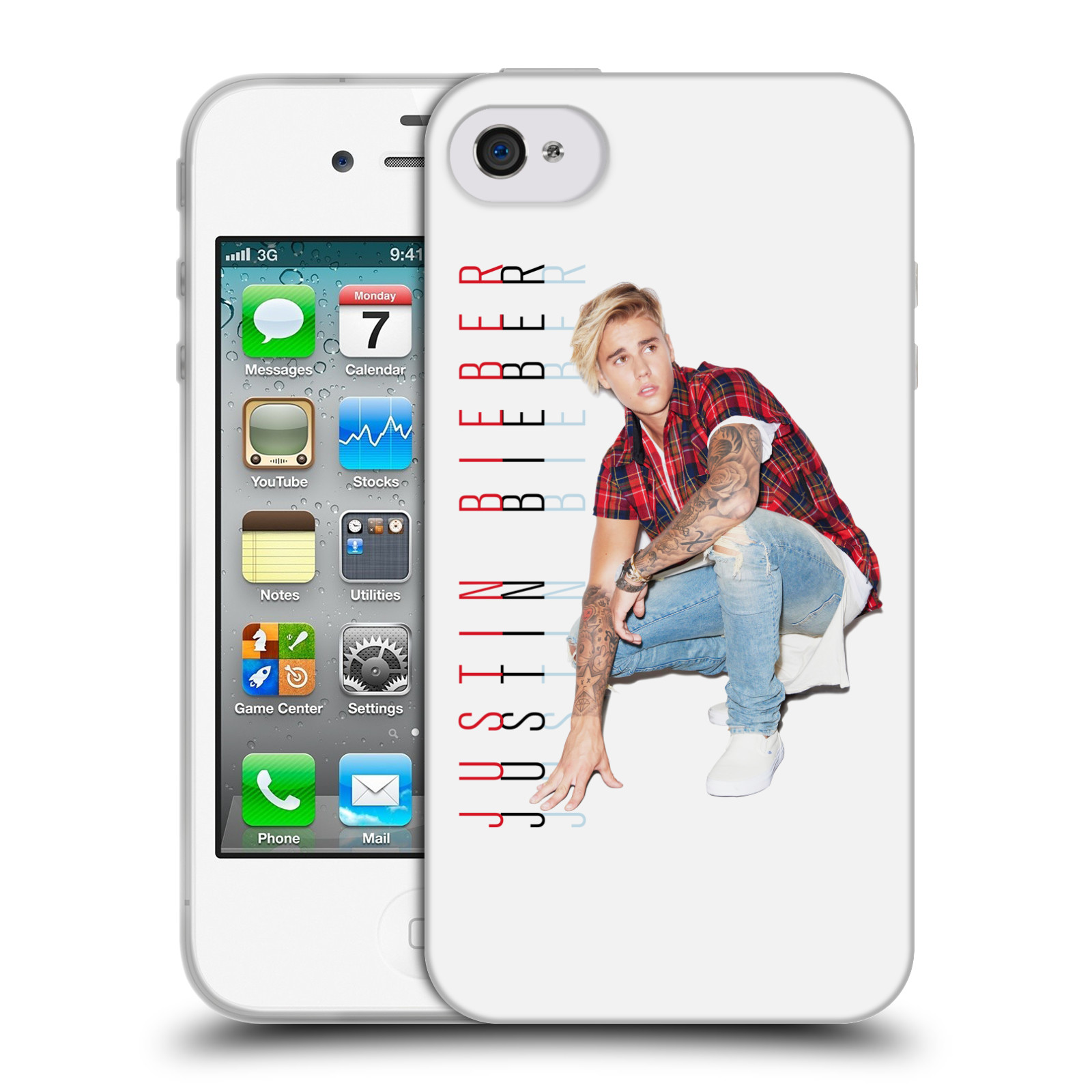 HEAD CASE silikonový obal na mobil Apple Iphone 4 / 4S originální potisk Justin Bieber Cropped