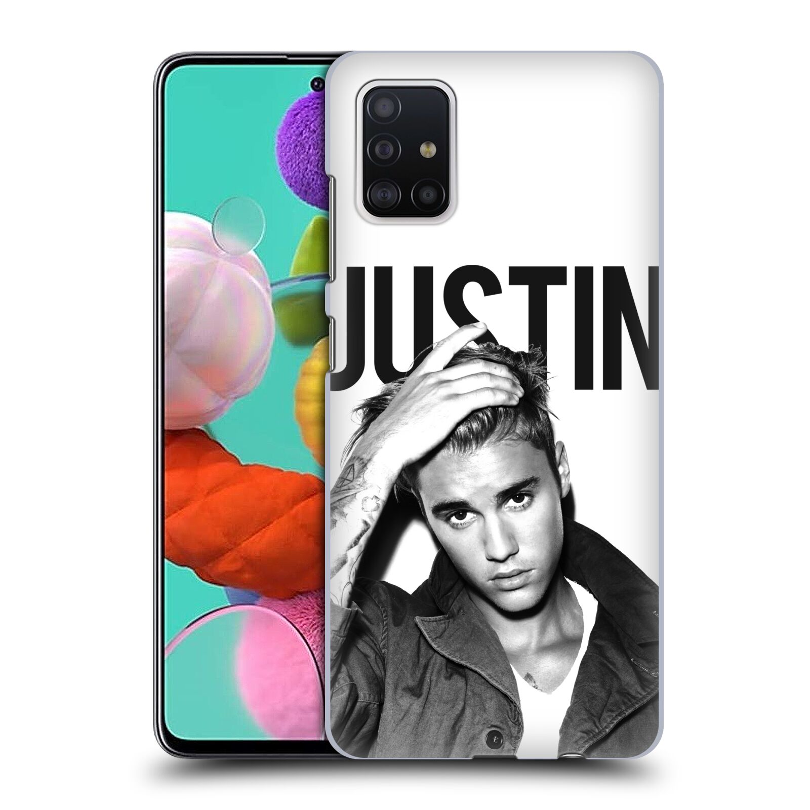 Pouzdro na mobil Samsung Galaxy A51 - HEAD CASE - Justin Bieber foto Purpose černá a bílá