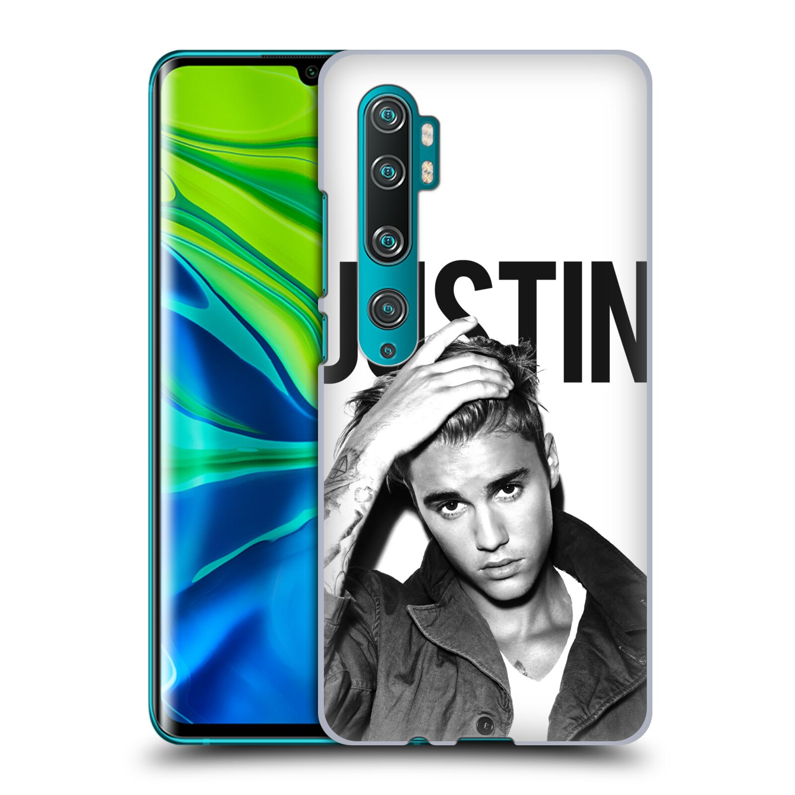 Pouzdro na mobil Xiaomi Mi Note 10 / Mi Note 10 PRO - HEAD CASE - Justin Bieber foto Purpose černá a bílá