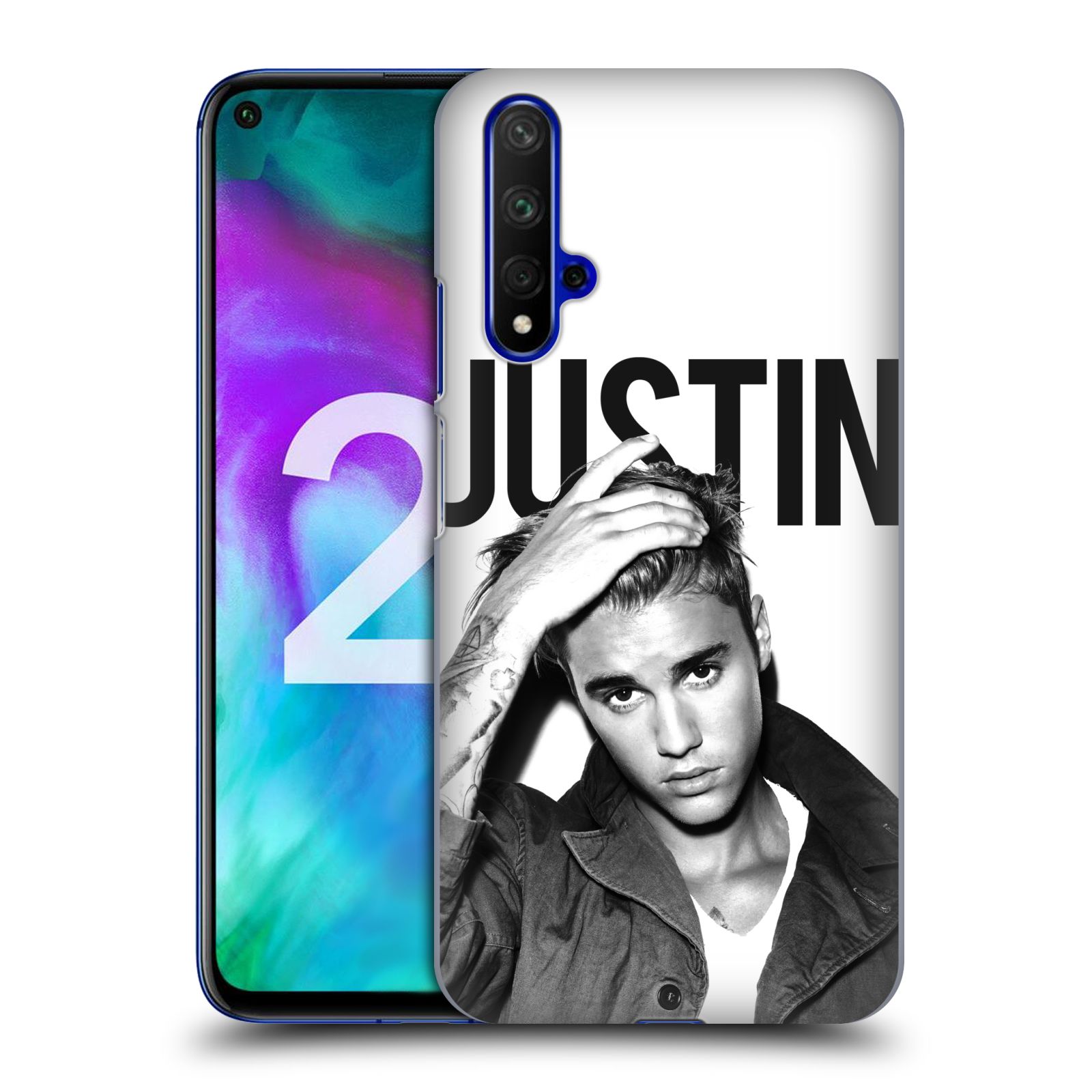 Pouzdro na mobil Honor 20 - HEAD CASE - Justin Bieber foto Purpose černá a bílá