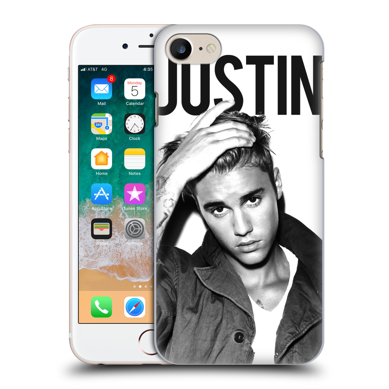 Plastové pouzdro pro mobil Apple Iphone 7/8/SE 2020 Justin Bieber foto Purpose černá a bílá