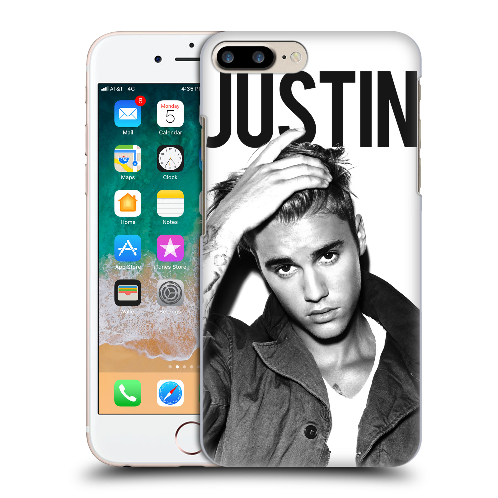 Plastové pouzdro pro mobil Apple Iphone 8 PLUS Justin Bieber foto Purpose černá a bílá