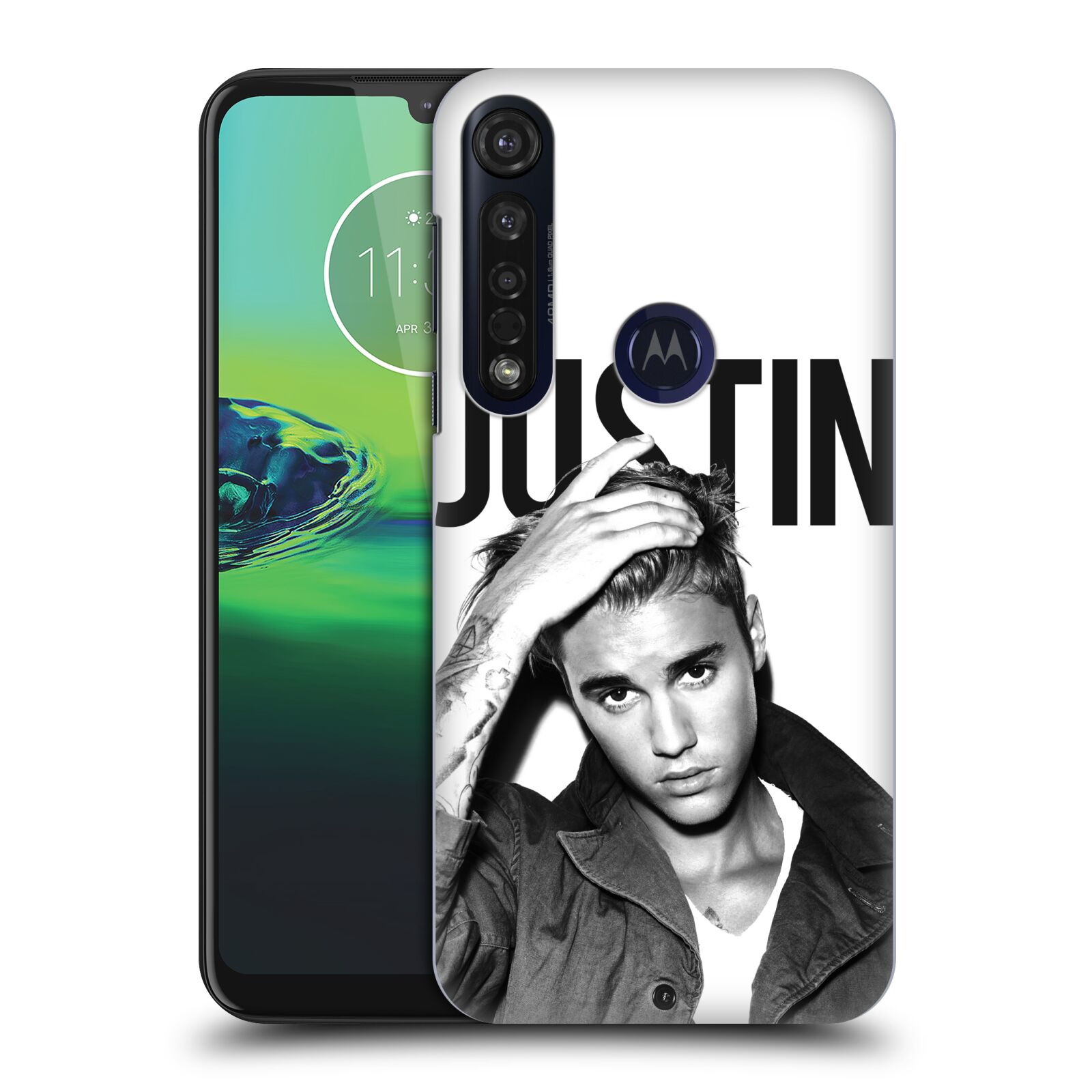 Pouzdro na mobil Motorola Moto G8 PLUS - HEAD CASE - Justin Bieber foto Purpose černá a bílá