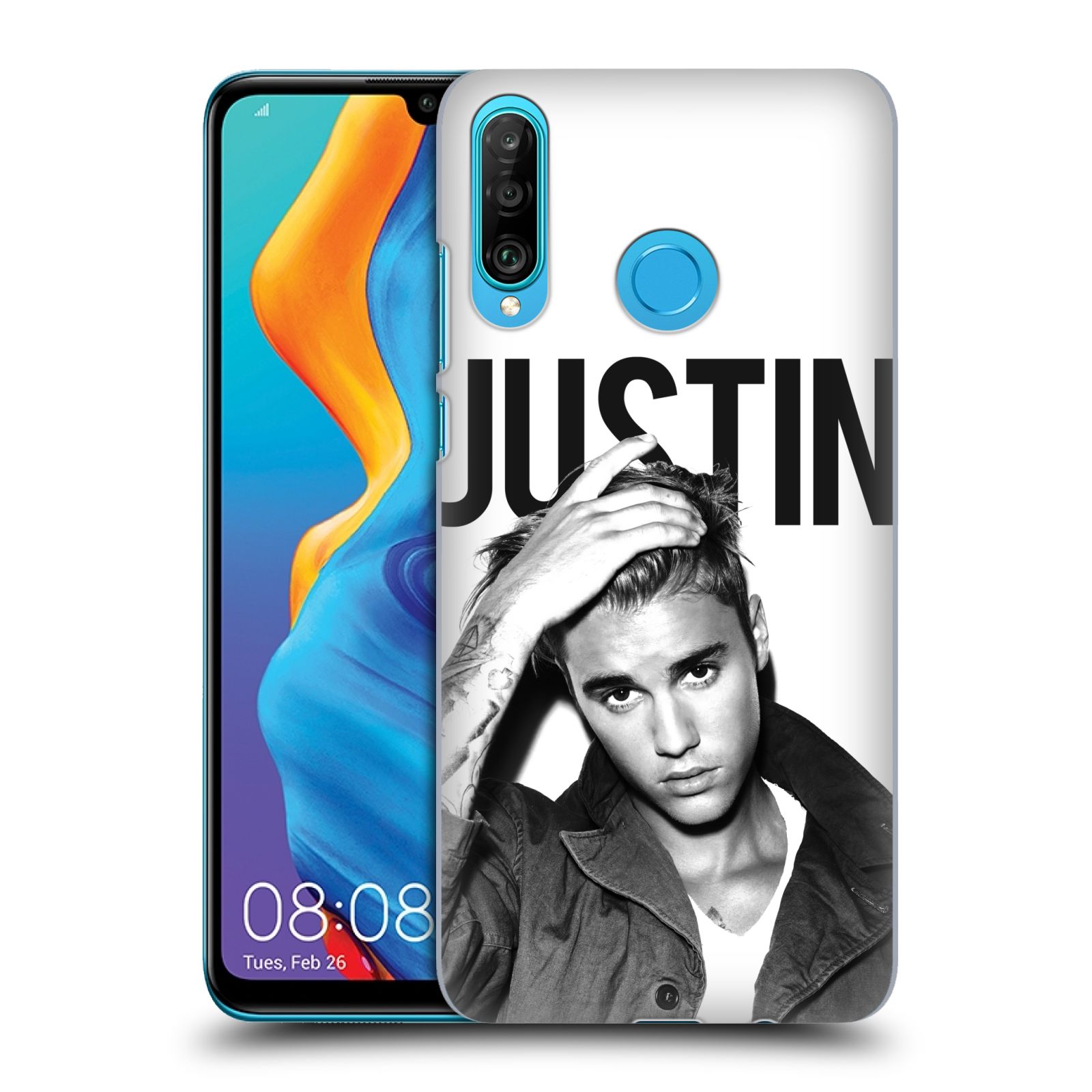 Pouzdro na mobil Huawei P30 LITE - HEAD CASE - Justin Bieber foto Purpose černá a bílá